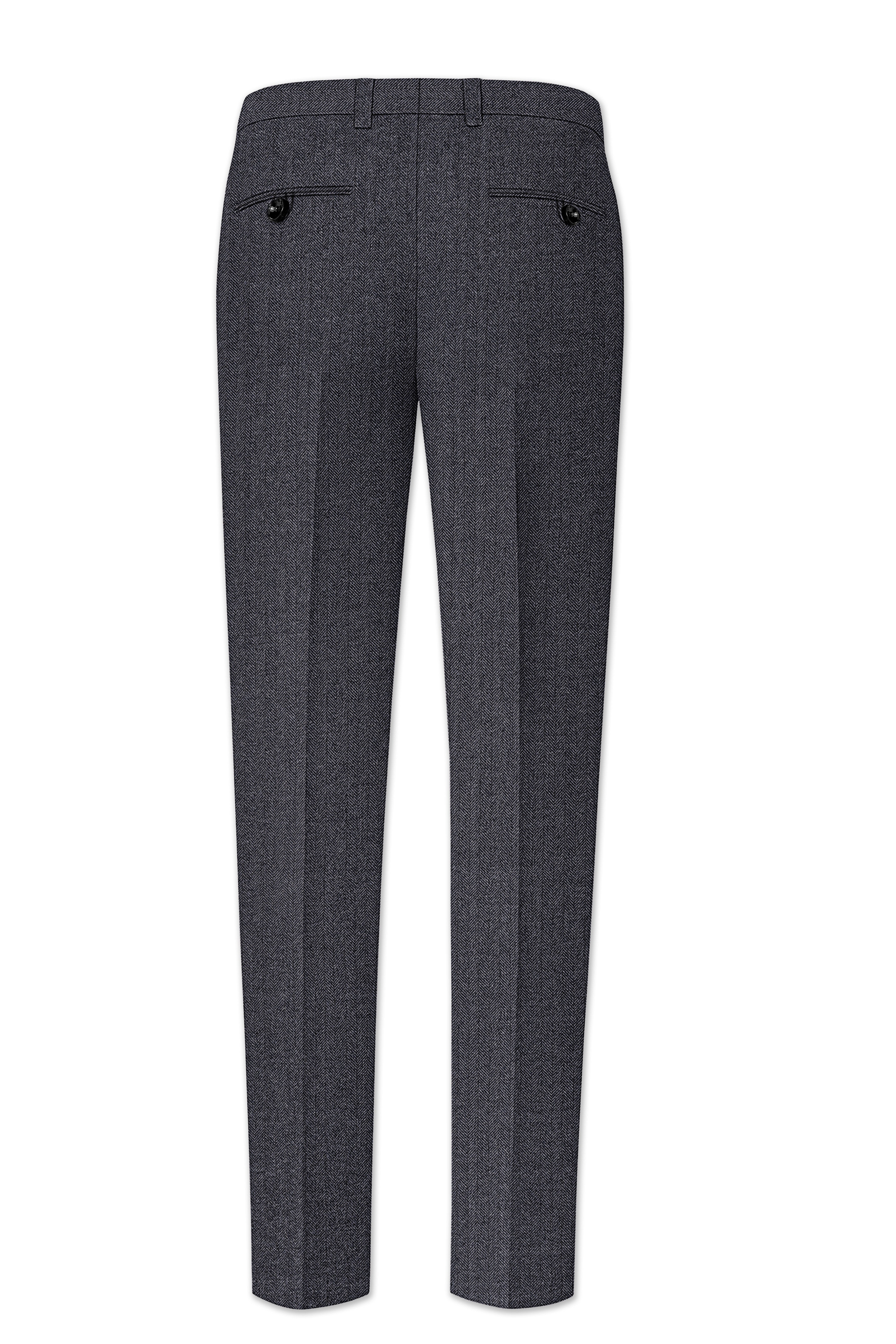 Silvoro-Iridium Gray Herringbone Textured Tweed Single Breasted Sports Suit