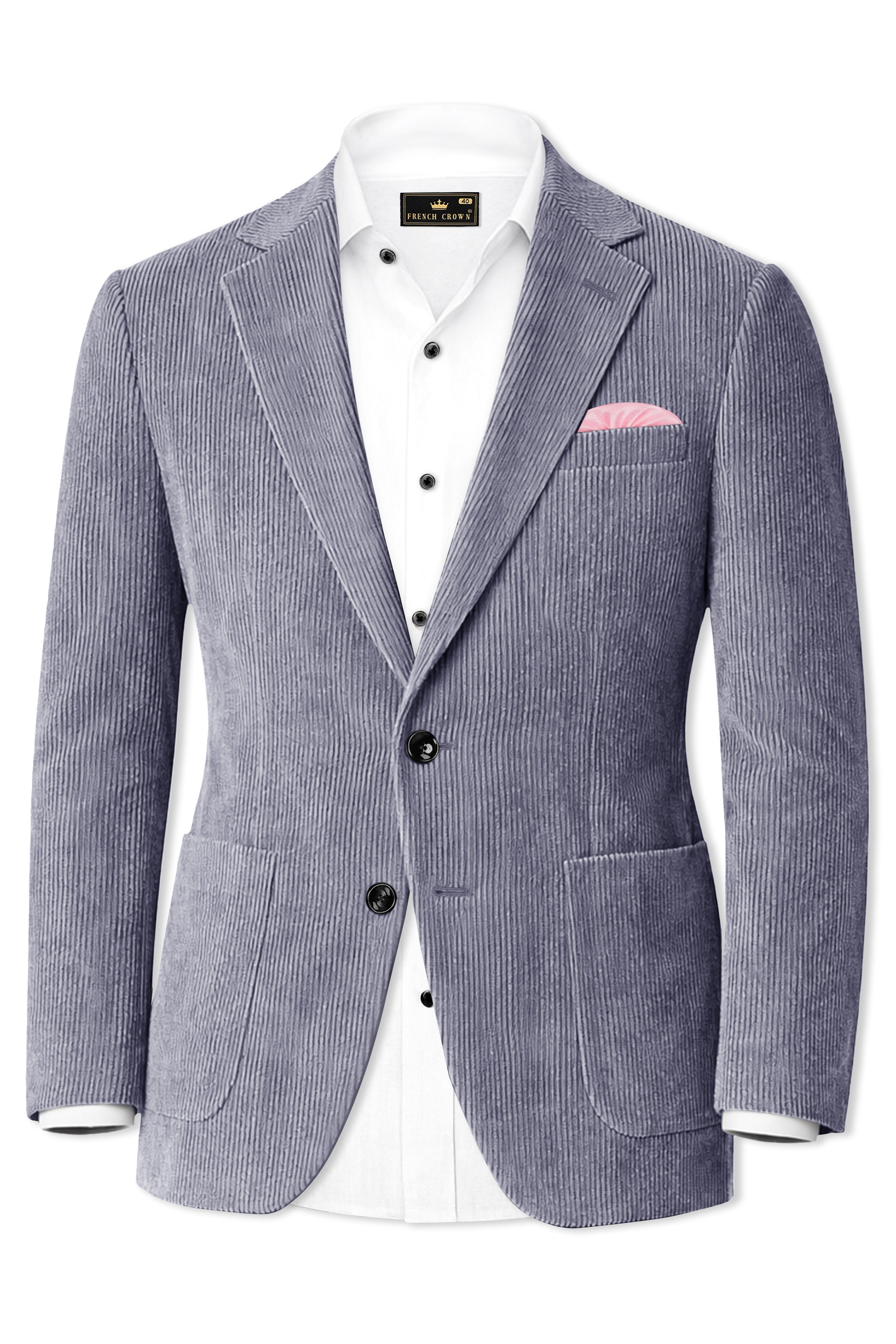 Ribvoro-Topaz Gray Corduroy Premium Single Breasted Sports Suit