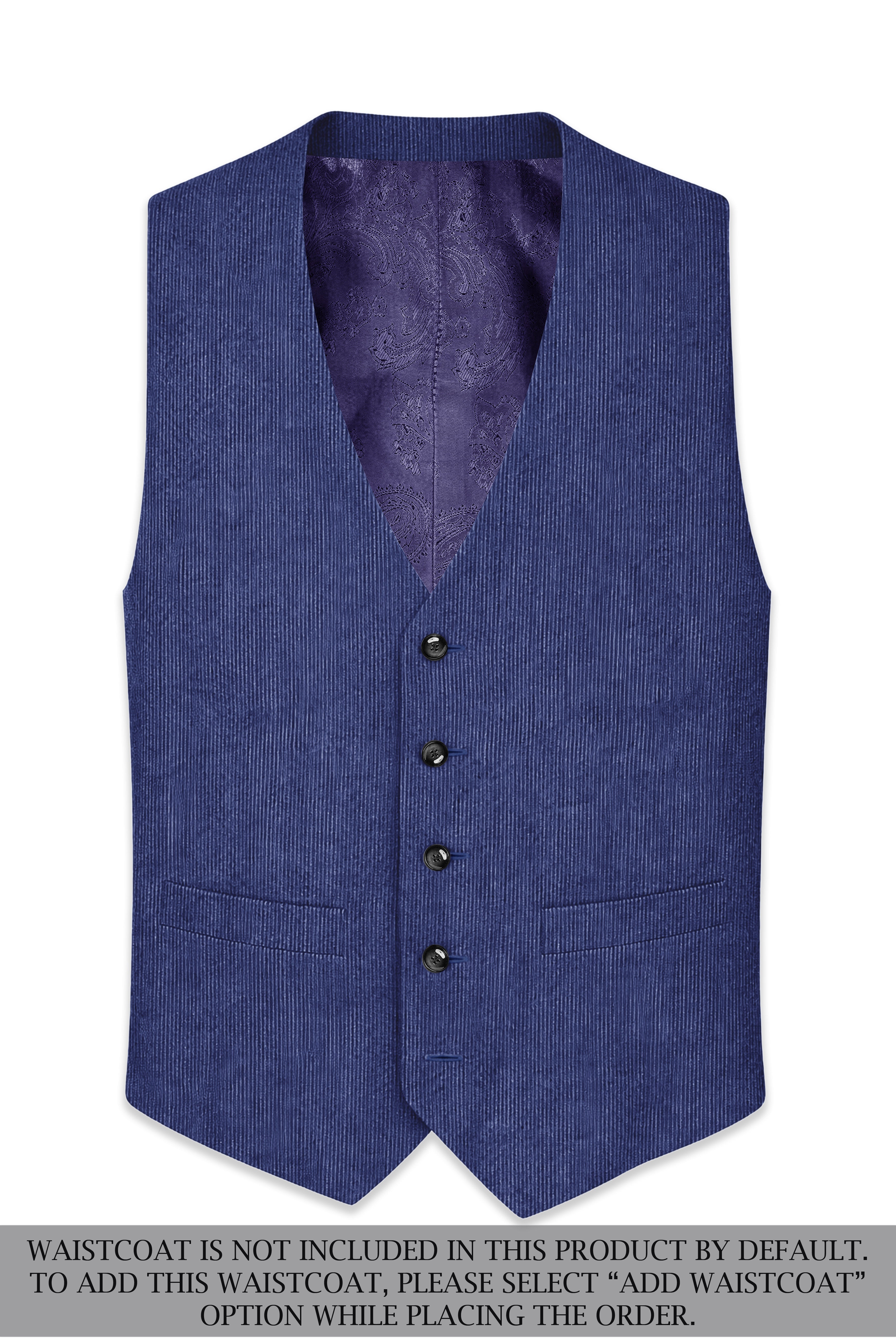 Slatzen-Slate Blue Corduroy Premium Single Breasted Sports Suit