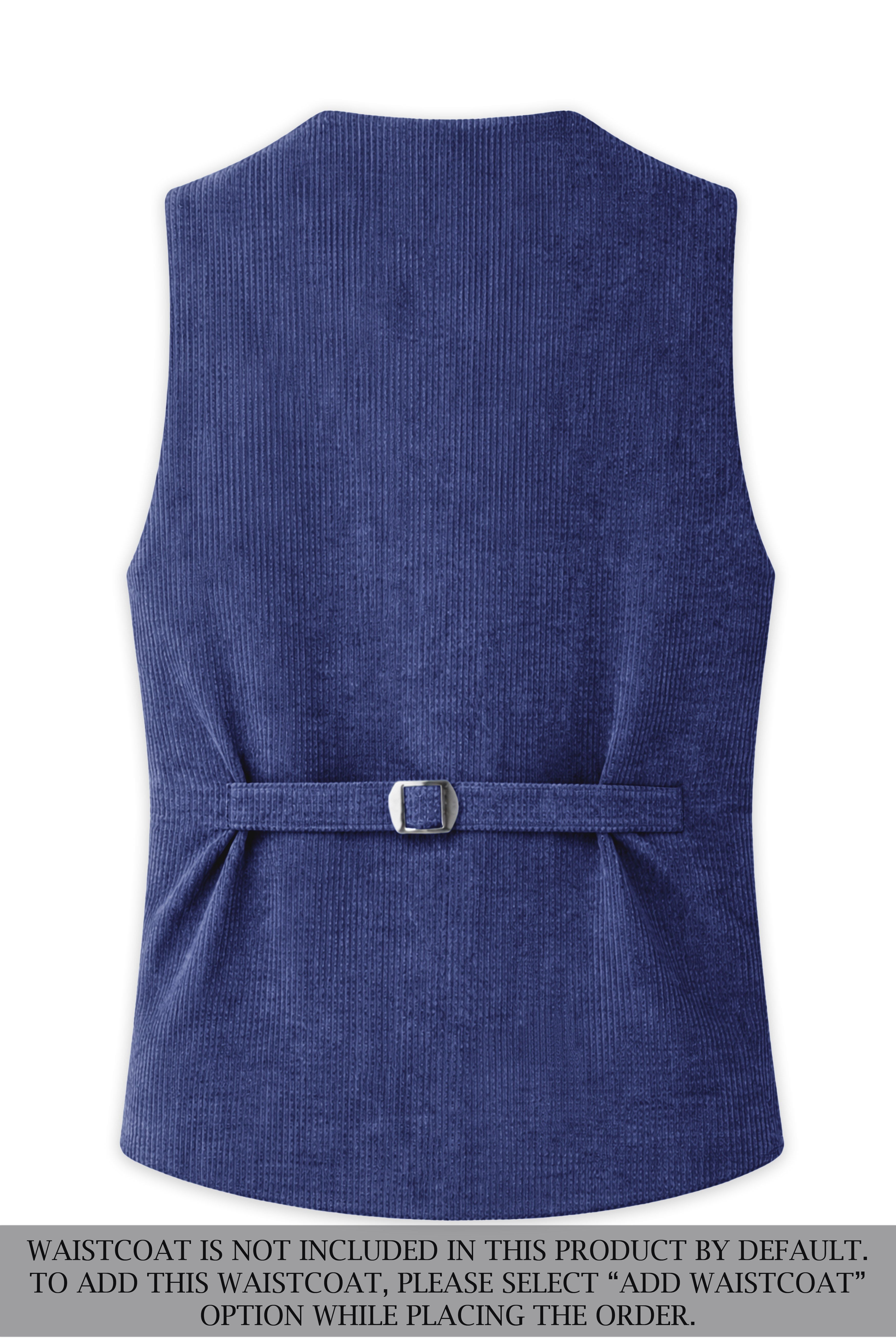 Slatzen-Slate Blue Corduroy Premium Single Breasted Sports Suit