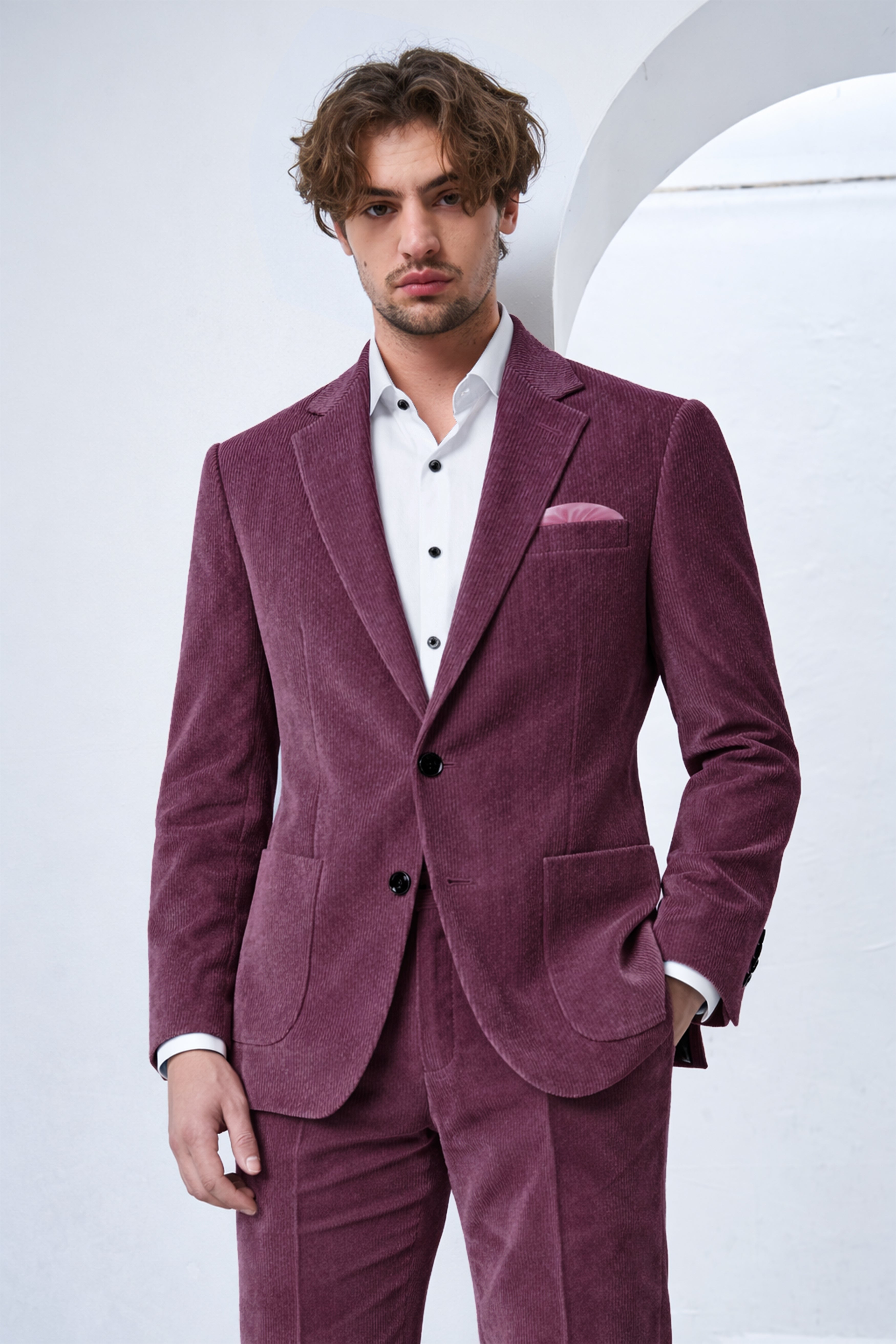 Roselux-Cosmic Pink Corduroy Premium Single Breasted Sports Suit