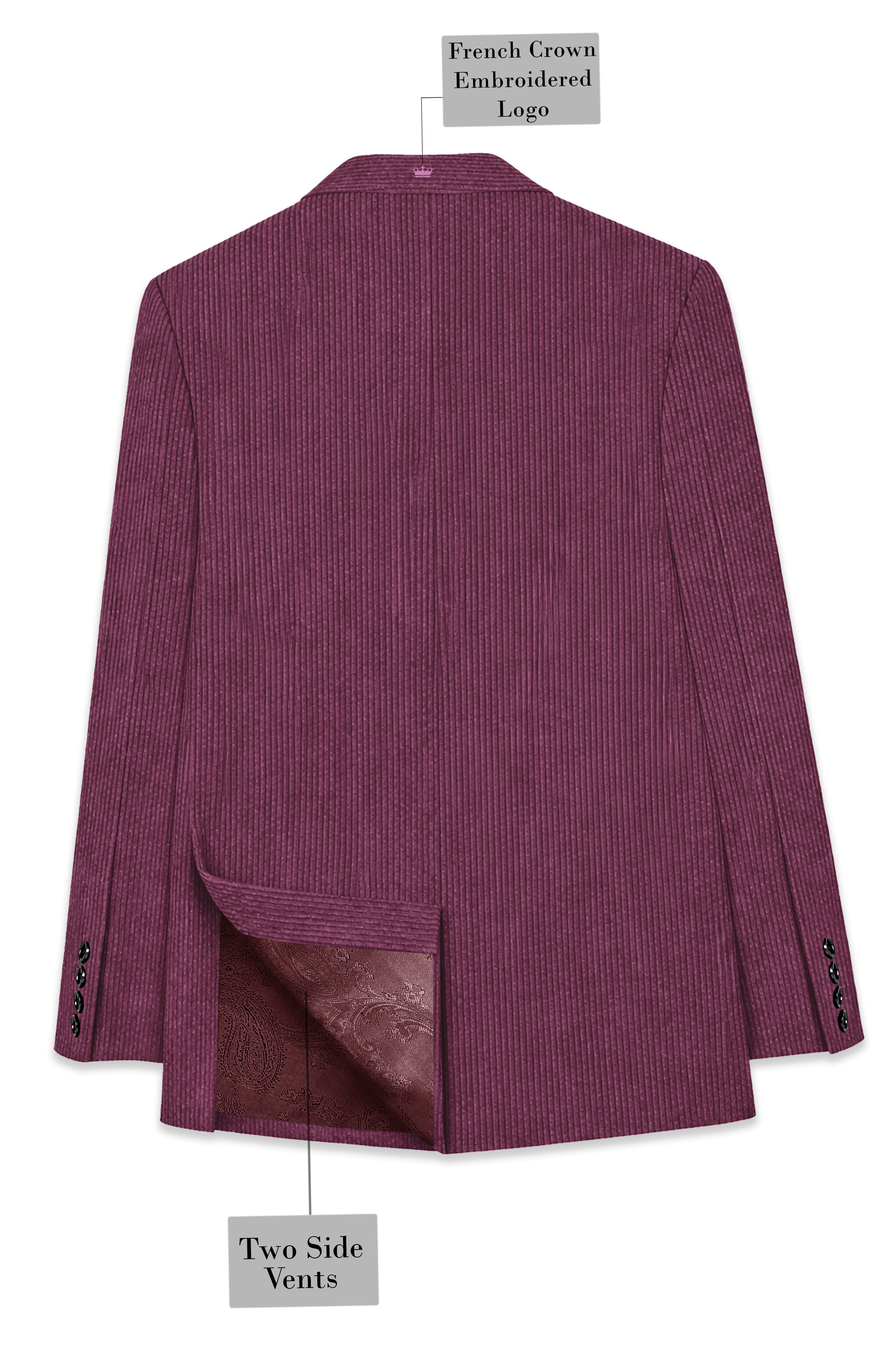 Roselux-Cosmic Pink Corduroy Premium Single Breasted Sports Suit