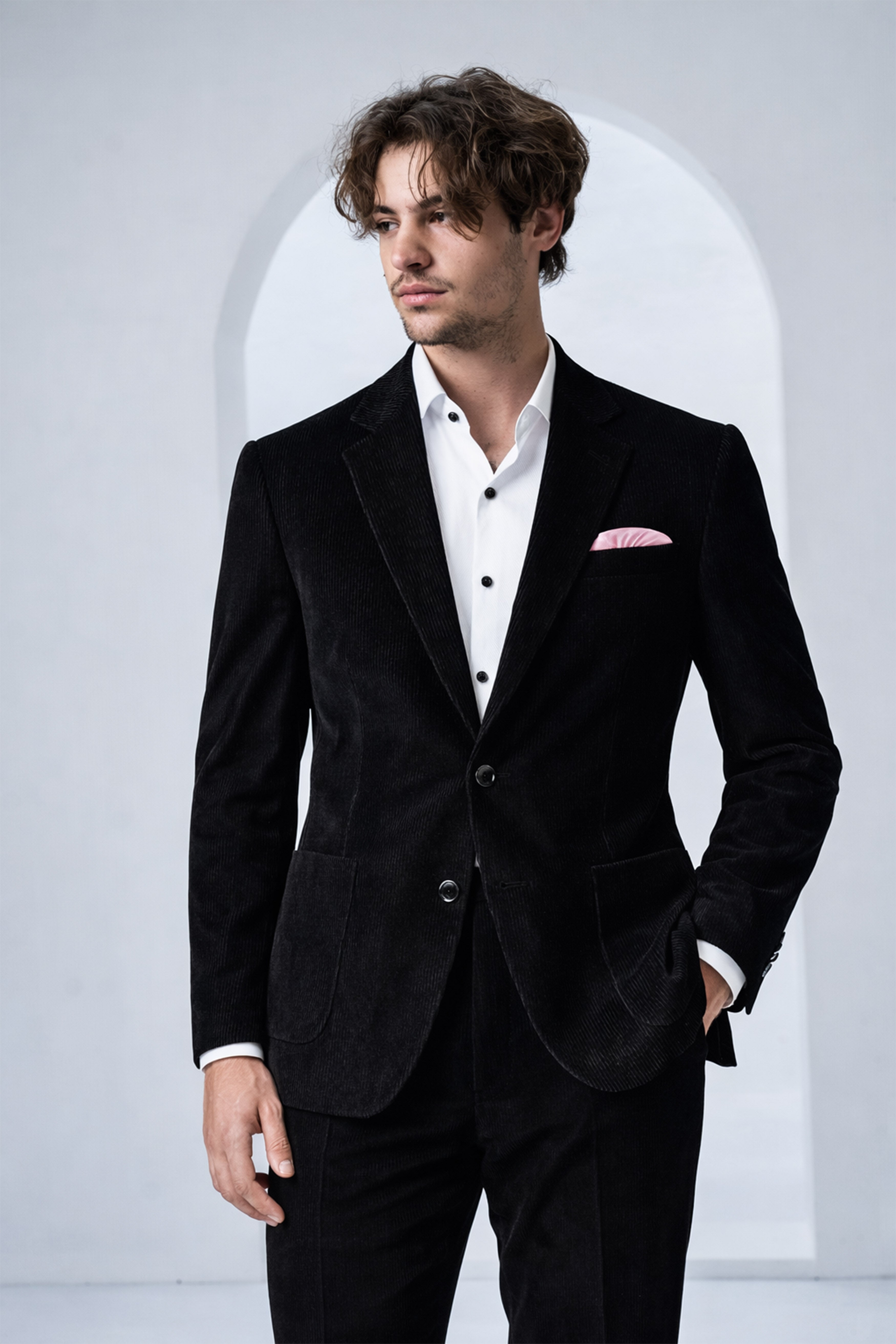 Jadenzo-Jade Black Corduroy Premium Single Breasted Sports Suit