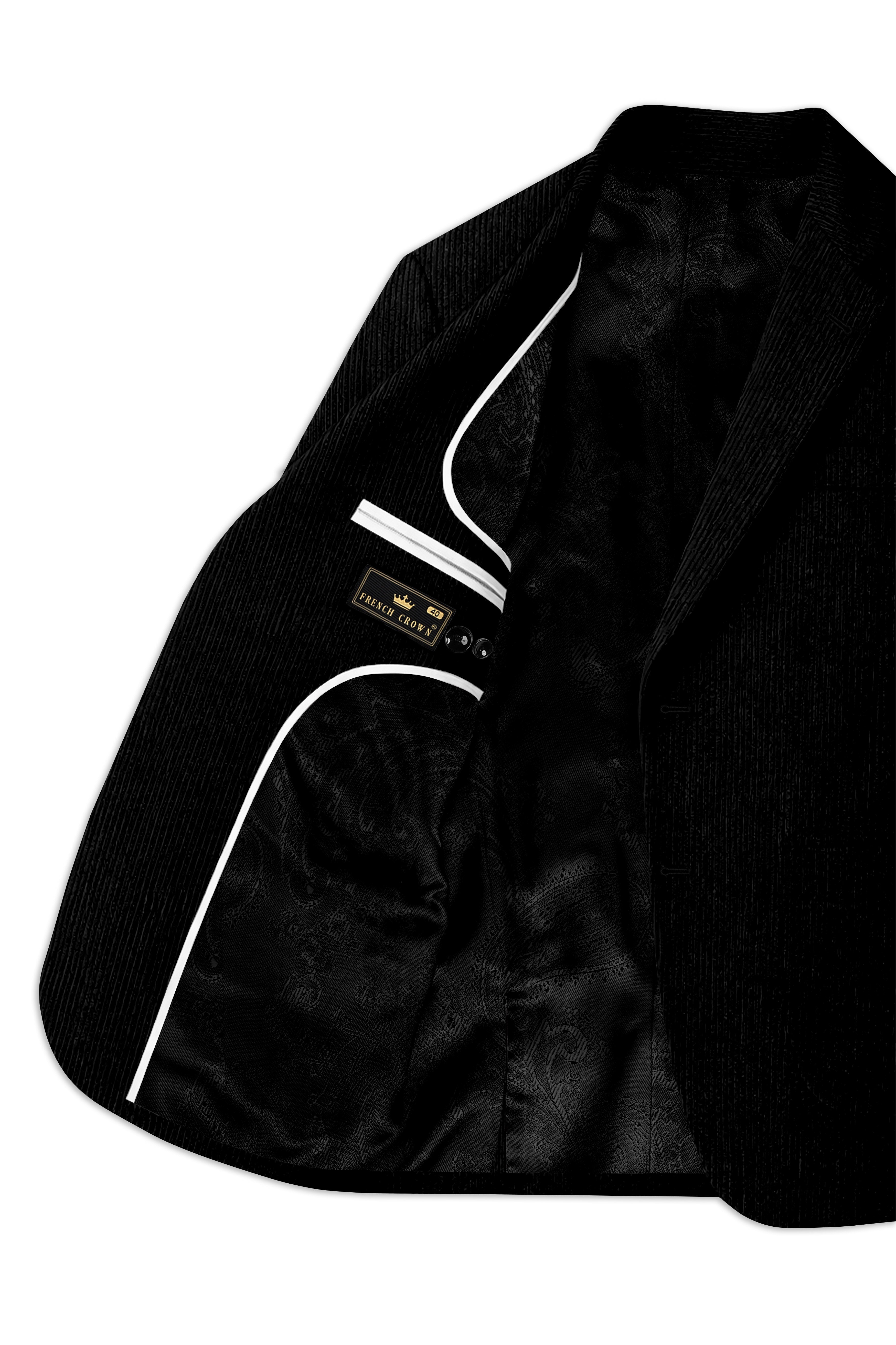 Jadenzo-Jade Black Corduroy Premium Single Breasted Sports Suit