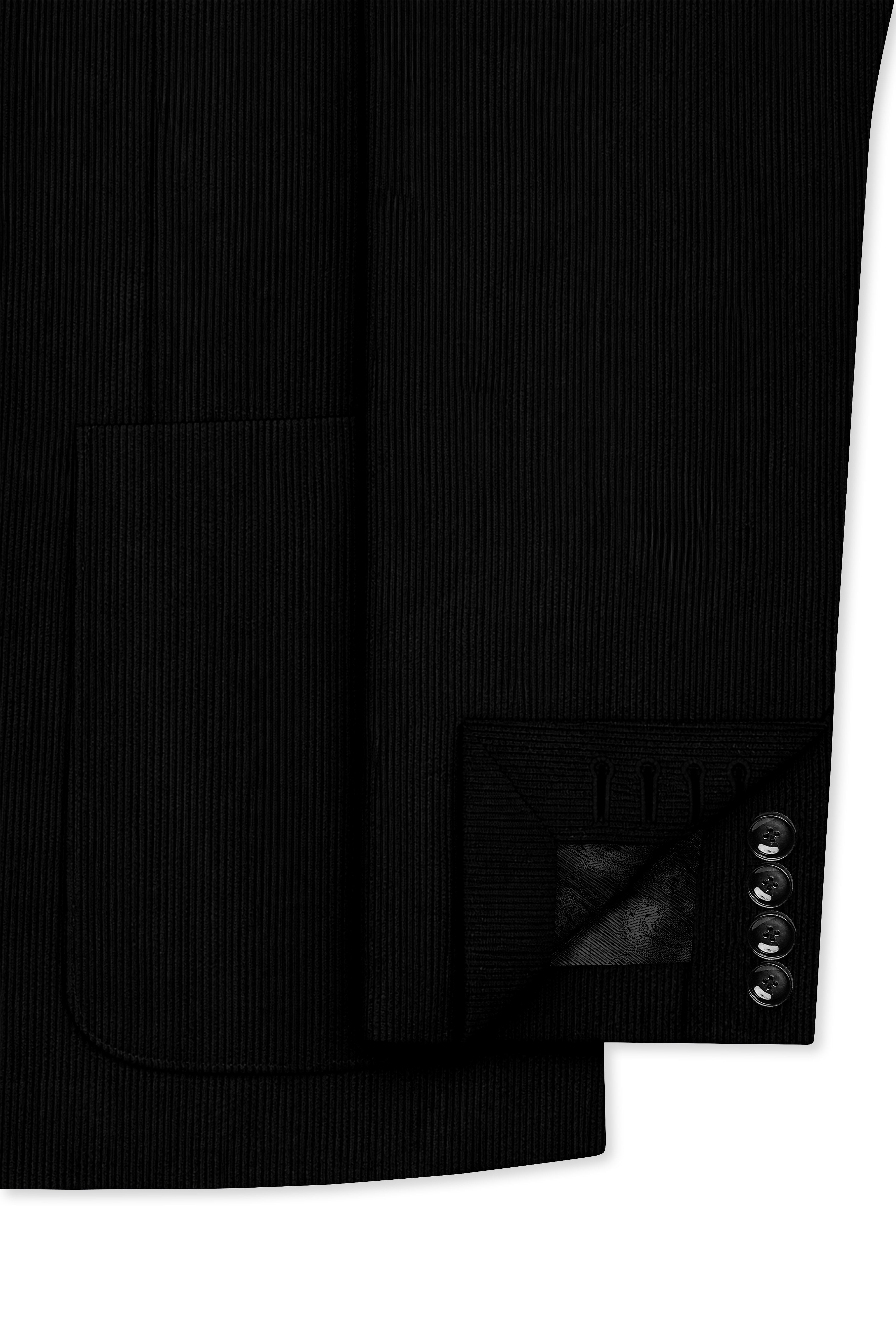 Jadenzo-Jade Black Corduroy Premium Single Breasted Sports Suit
