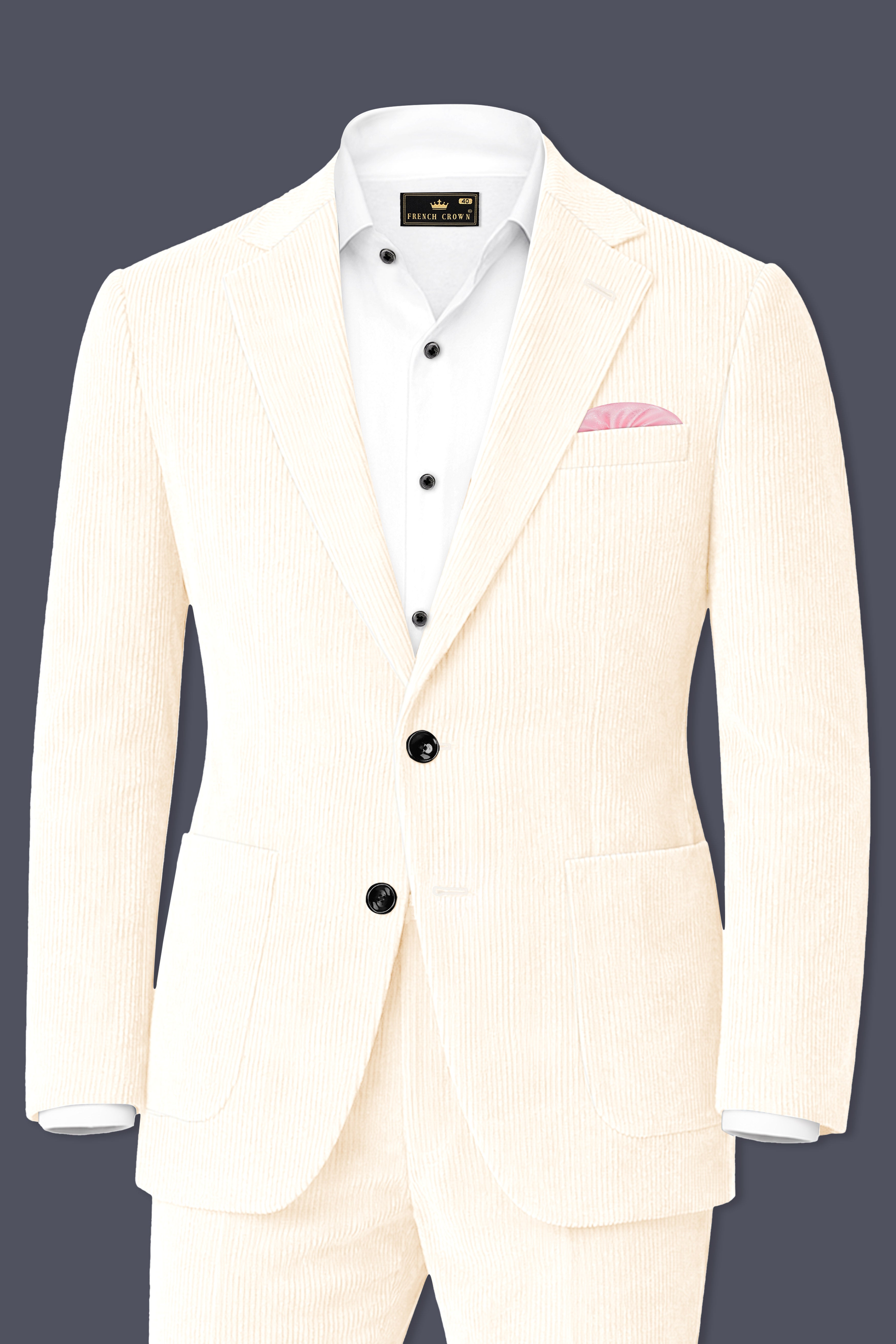 Ivoro-Swizzle Cream Corduroy Premium Single Breasted Sports Suit