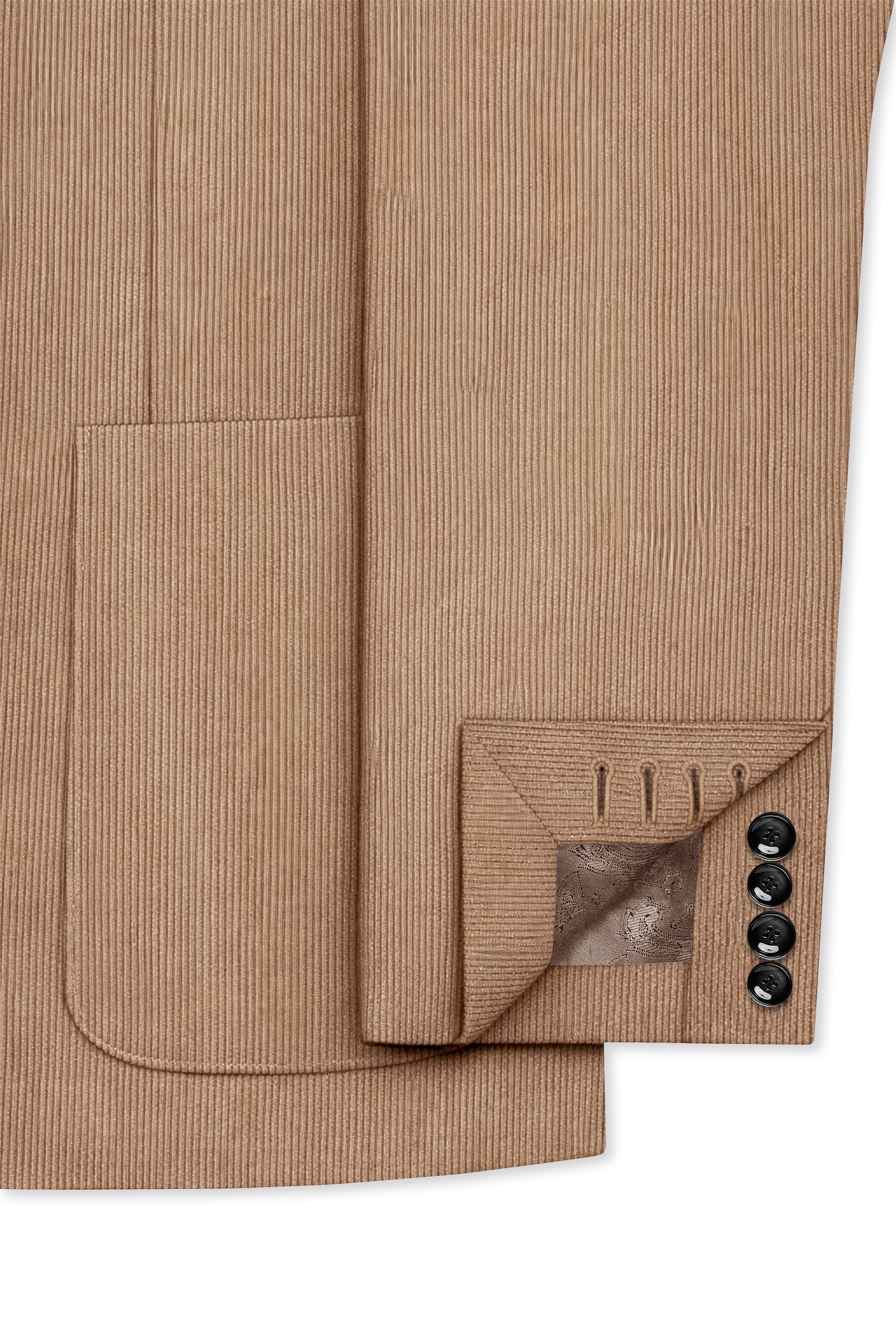 Cordenza-Muesli Brown Corduroy Premium Single Breasted Sports Suit