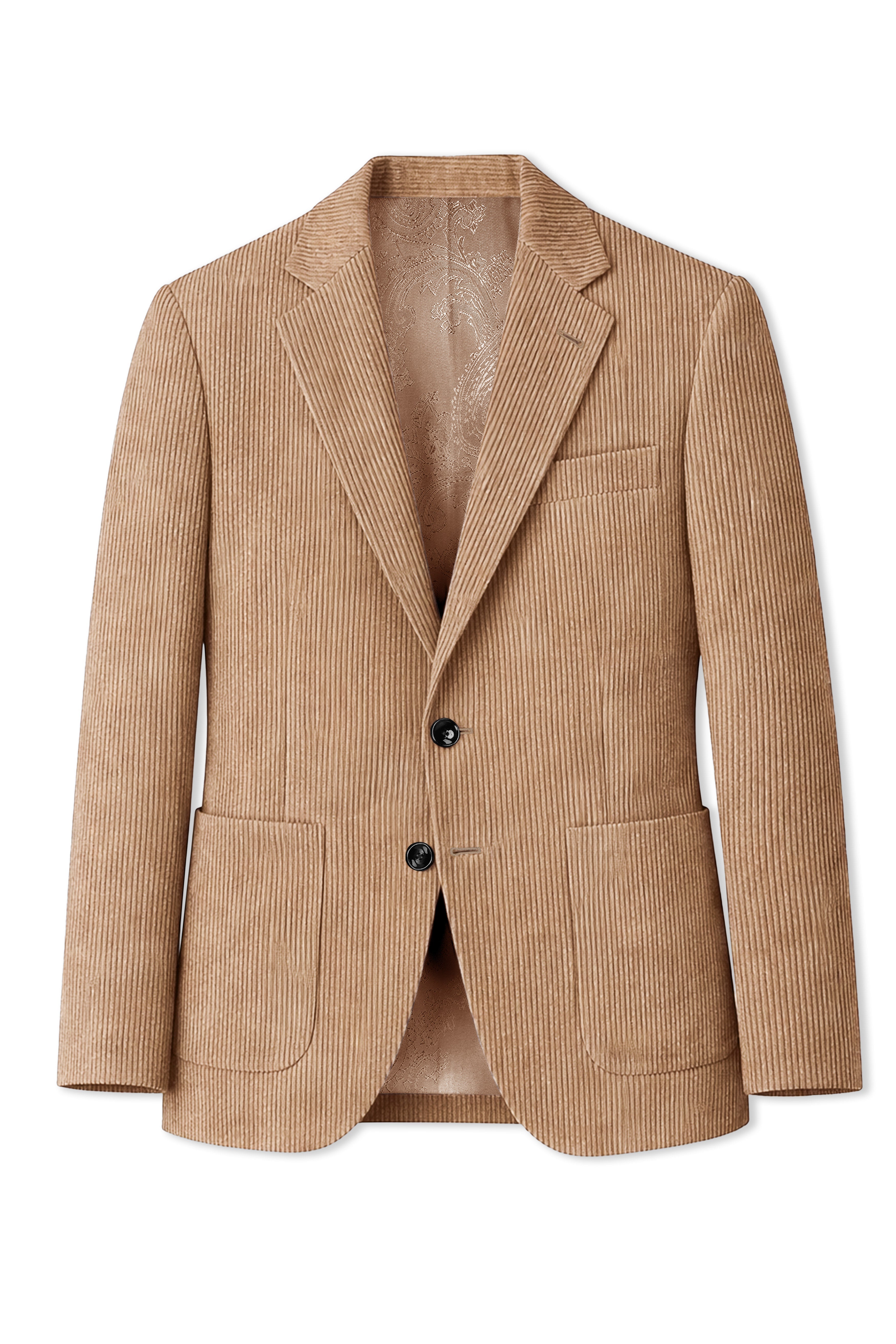 Cordenza-Muesli Brown Corduroy Premium Single Breasted Sports Suit