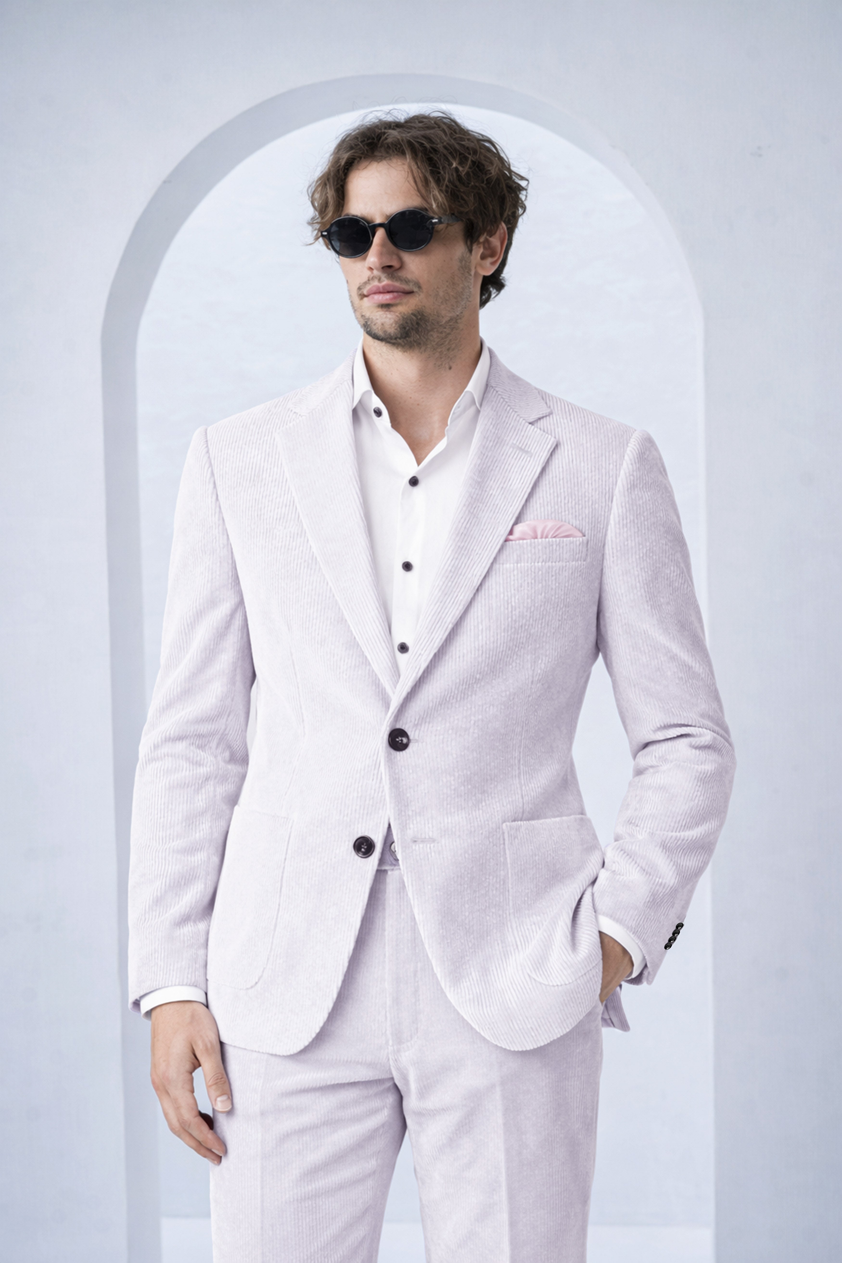 Auremerc-Mercury Gray Corduroy Premium Single Breasted Sports Suit