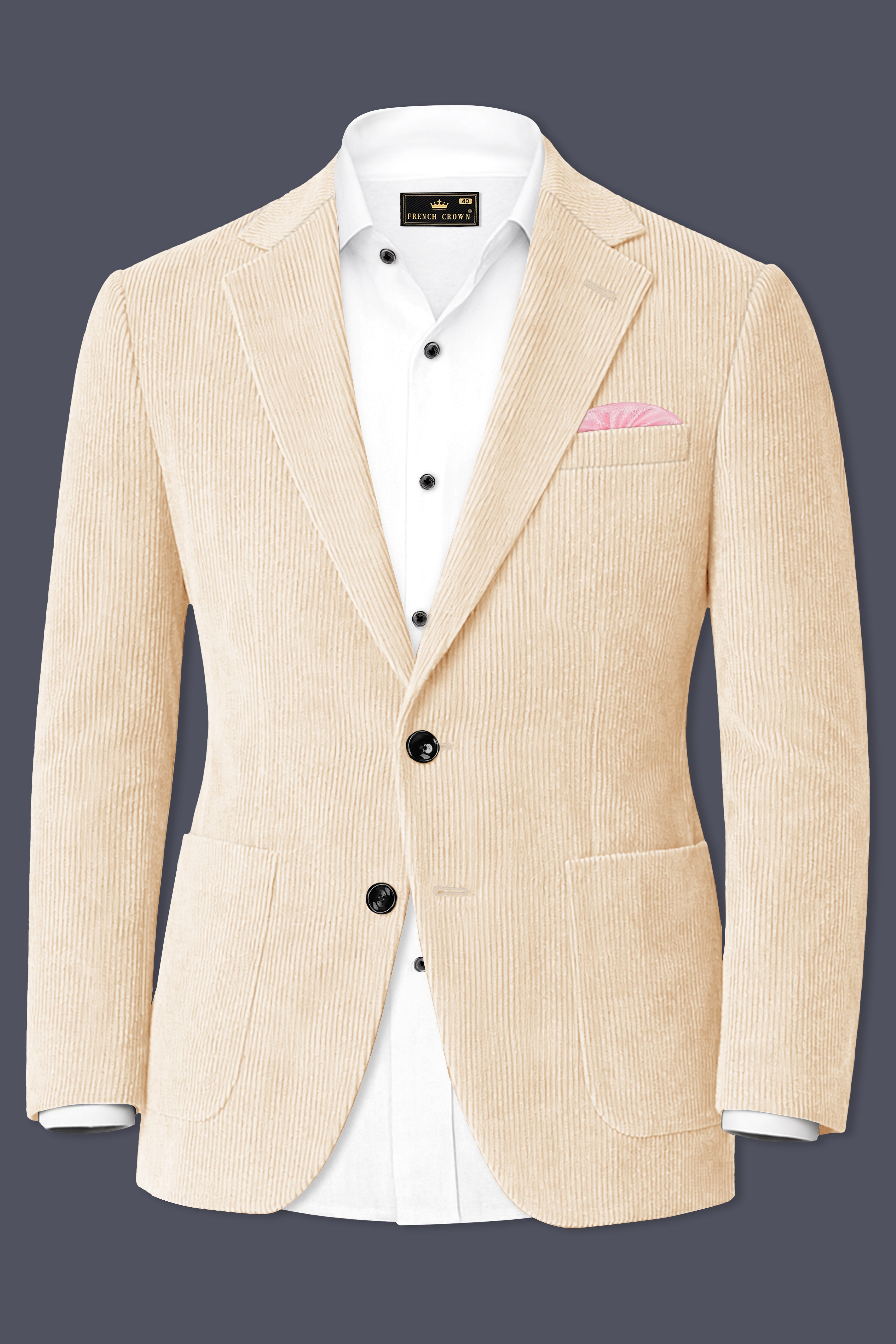 Hispanoro-Spanish Cream Corduroy Premium Single Breasted Sports Suit