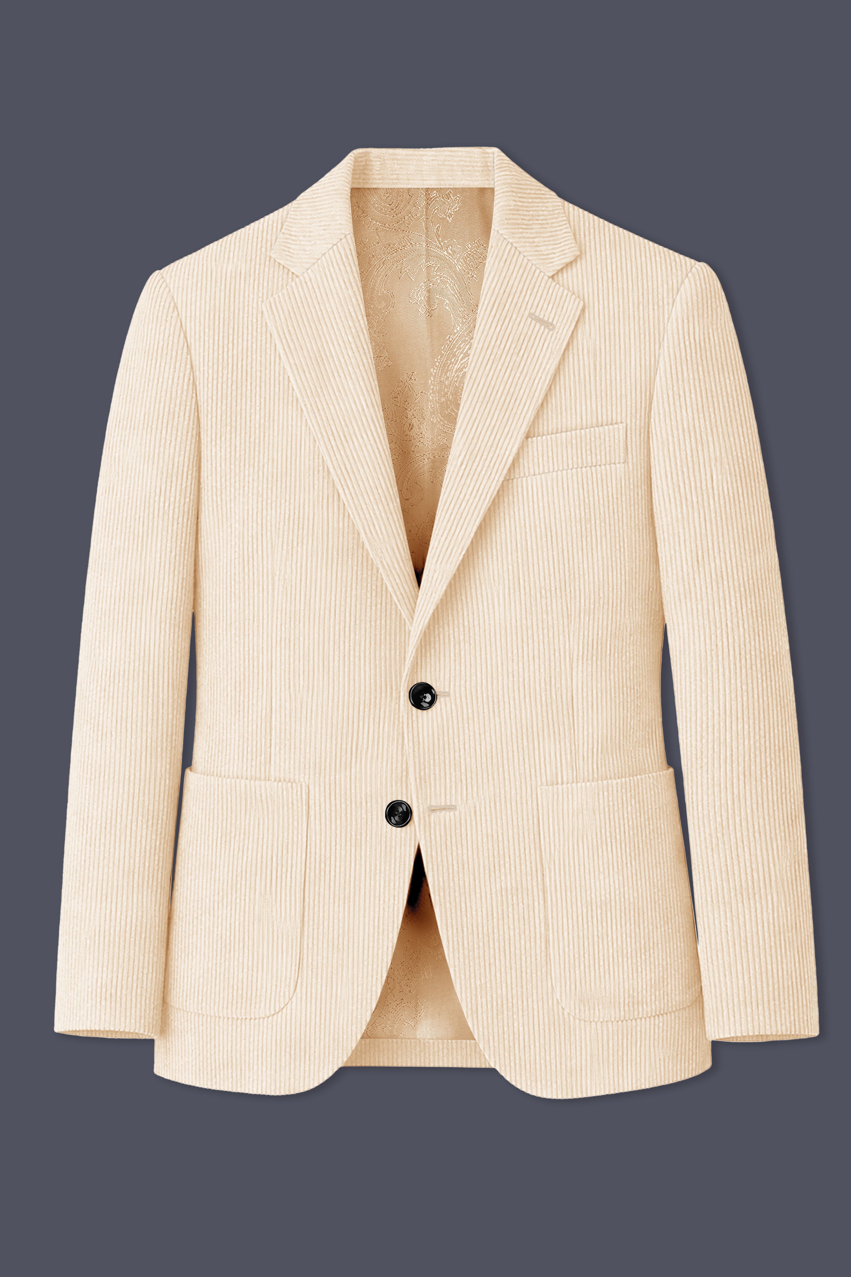 Hispanoro-Spanish Cream Corduroy Premium Single Breasted Sports Suit