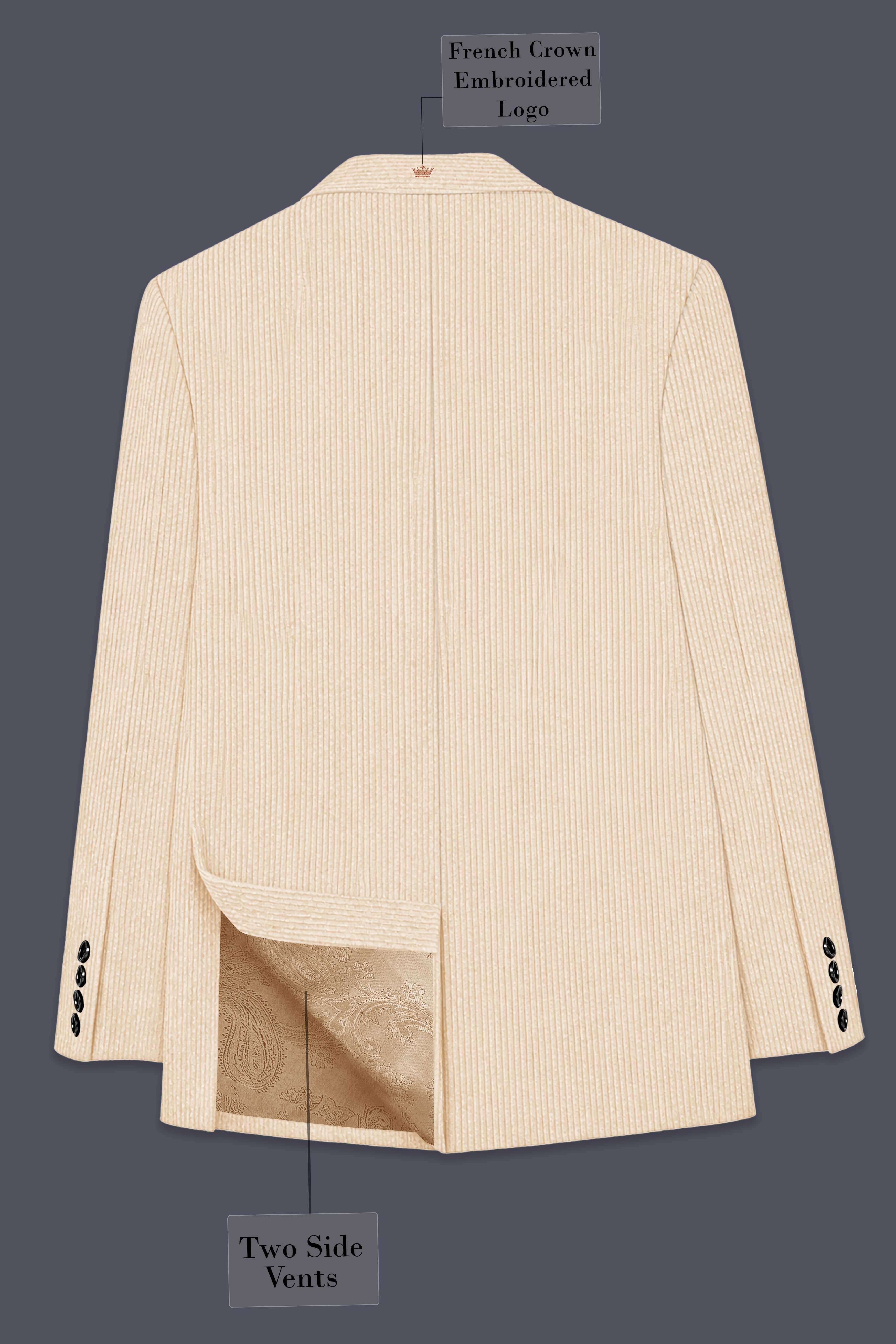 Hispanoro-Spanish Cream Corduroy Premium Single Breasted Sports Suit