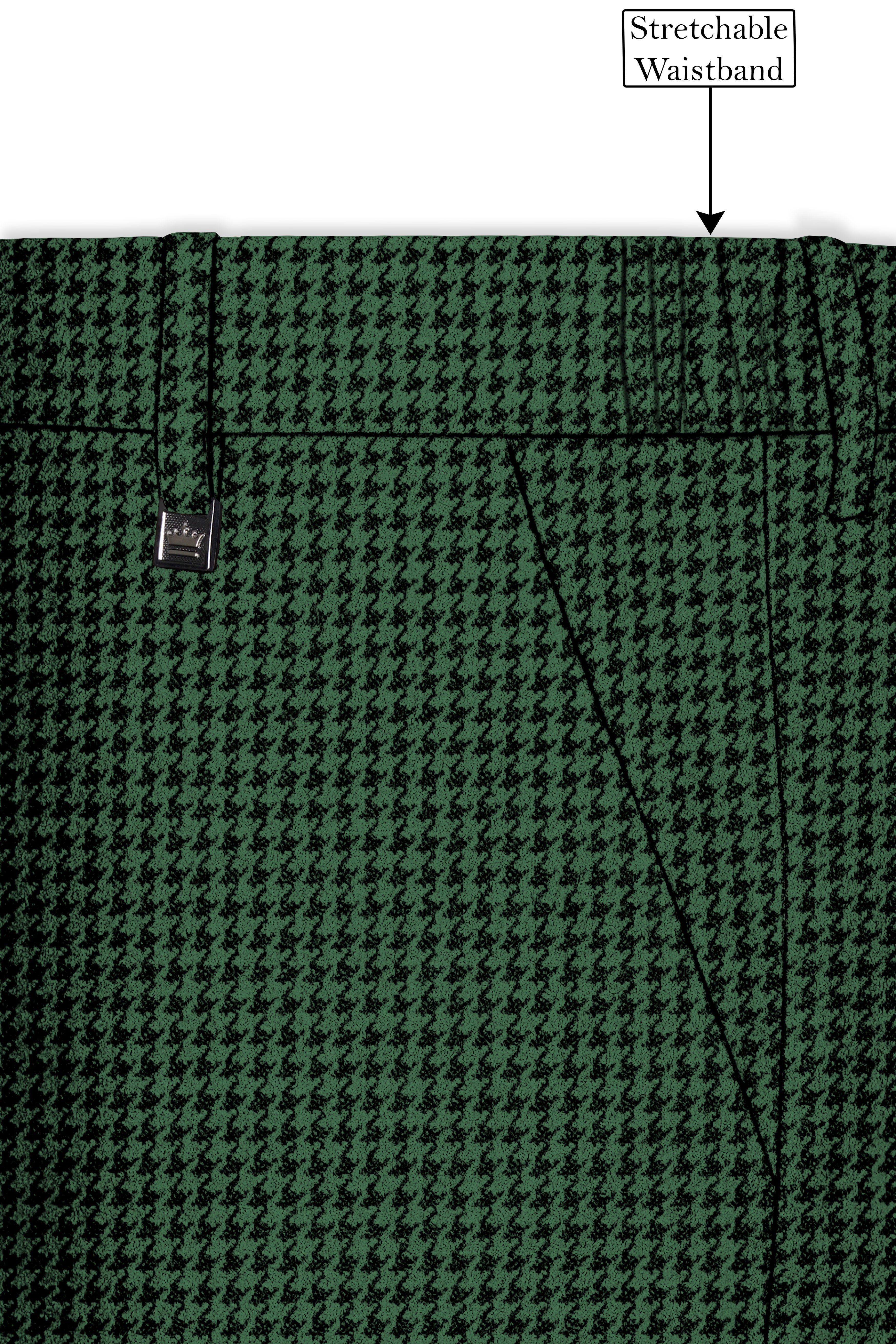 Regent-Plantation Green Classic Houndstooth Textured Tweed Double Breasted Suit