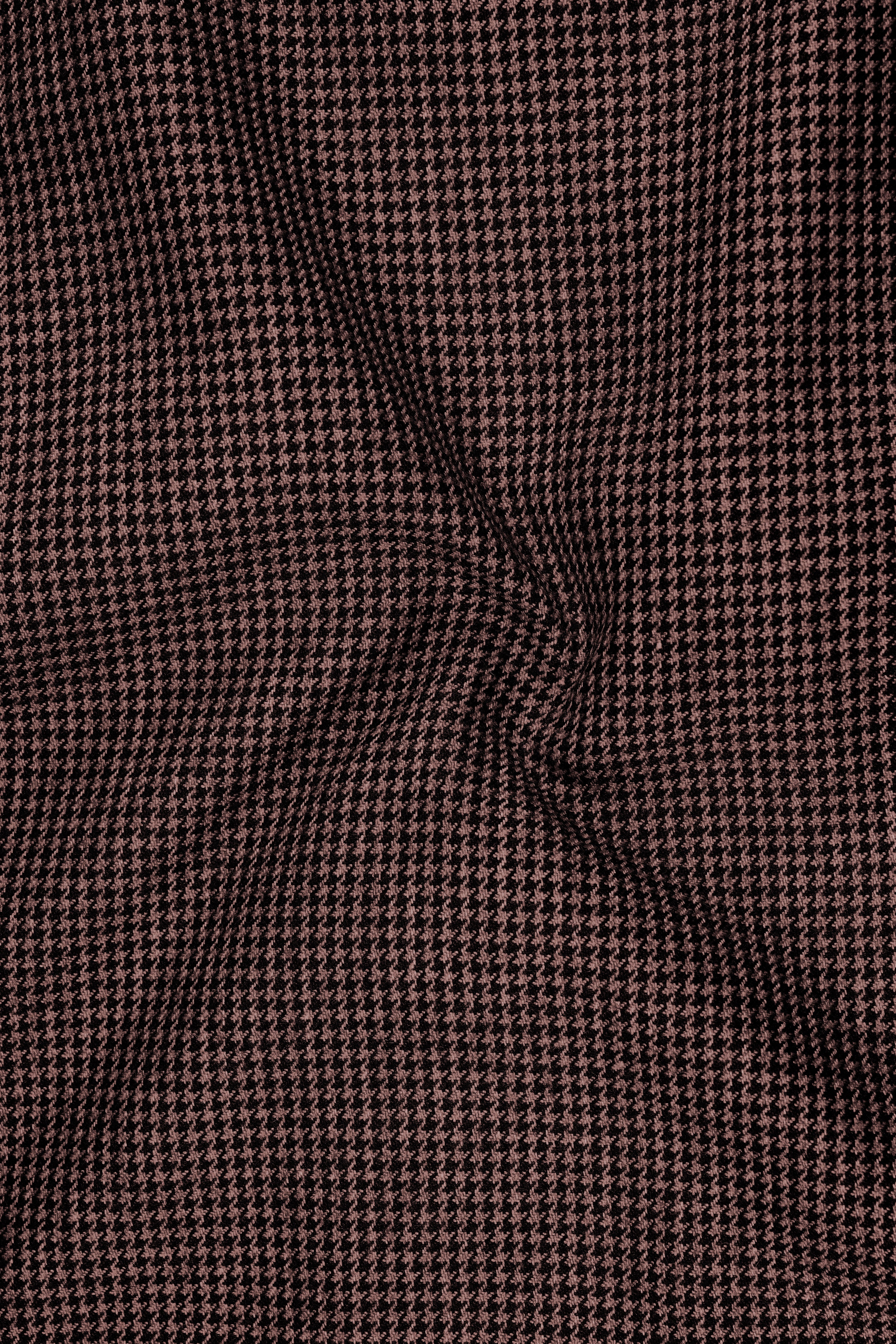 Sylvan-Woody Brown Classic Houndstooth Textured Tweed Double Breasted Suit