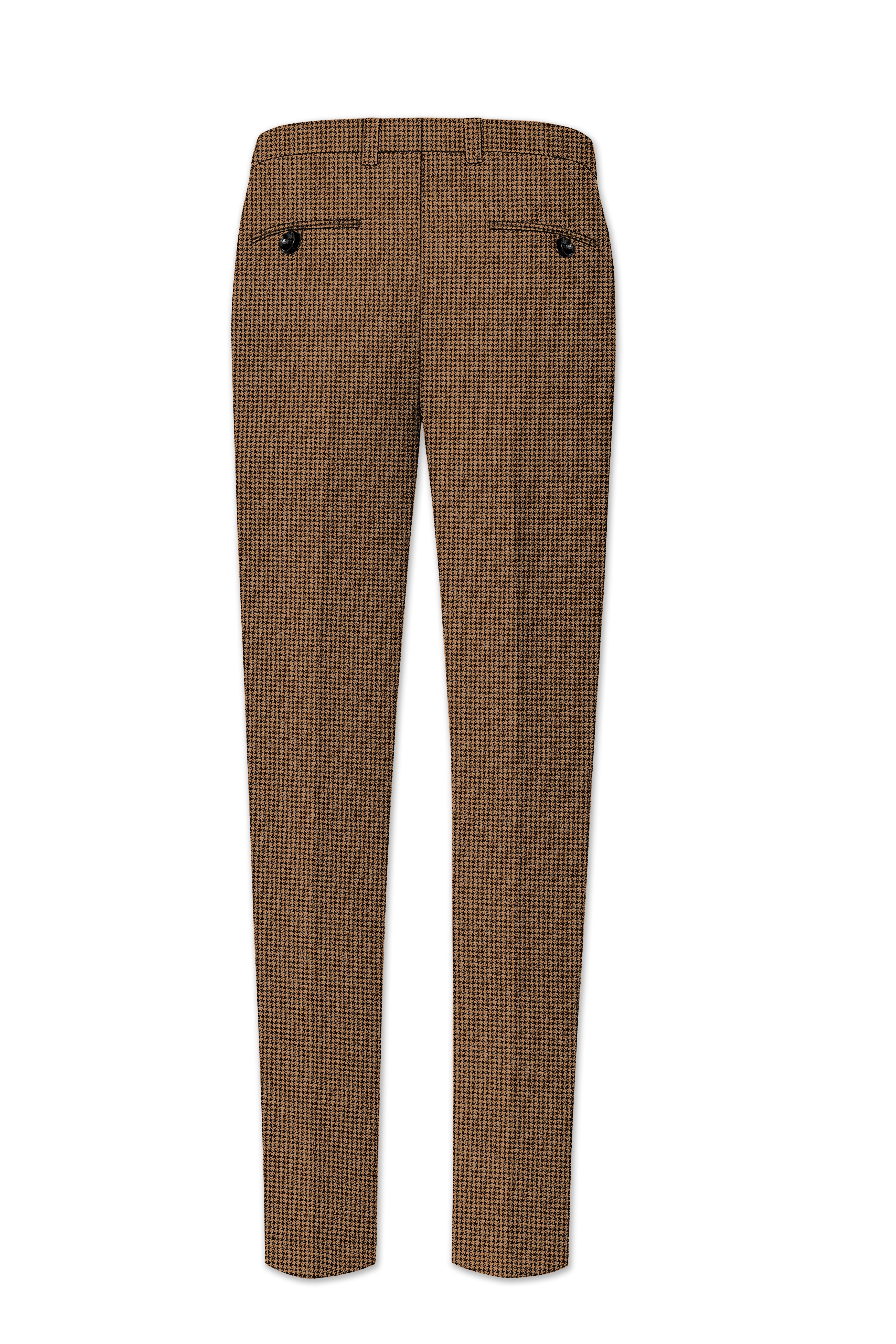 Regalis-Rope Brown Classic Houndstooth Textured Tweed Single Breasted Sports Suit