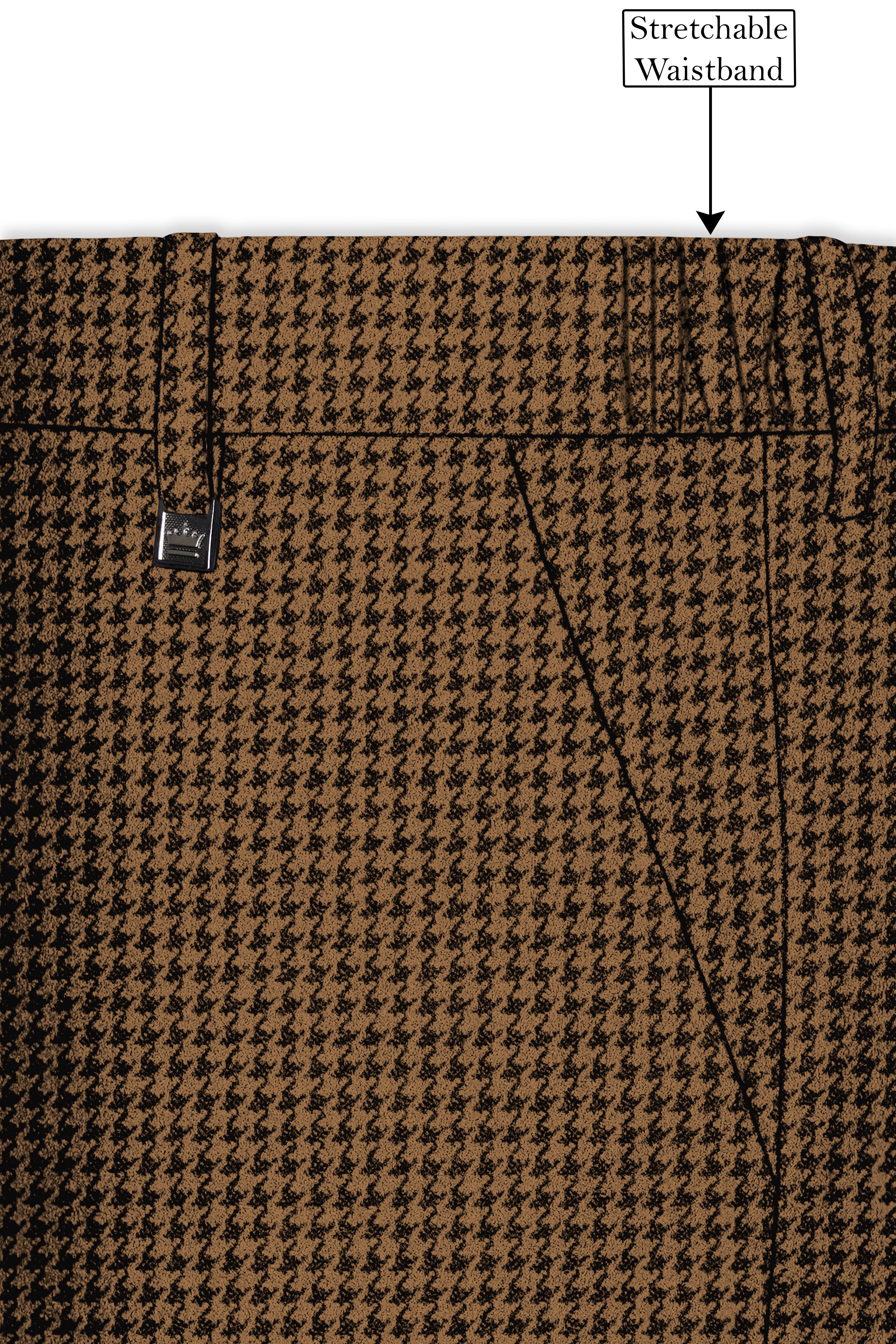Regalis-Rope Brown Classic Houndstooth Textured Tweed Single Breasted Sports Suit