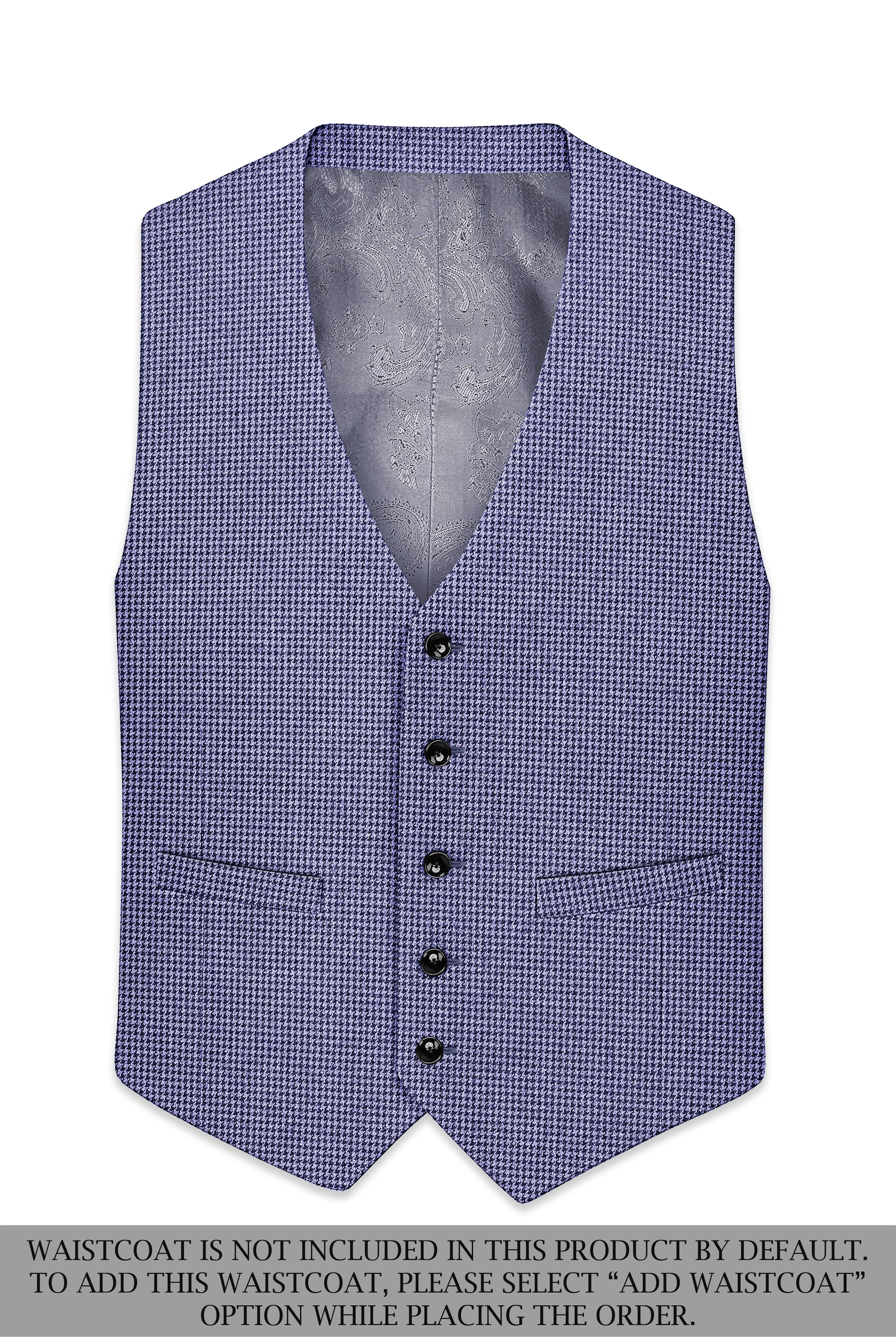 Dusk-Mulled Blue Classic Houndstooth Textured Tweed Single Breasted Sports Suit