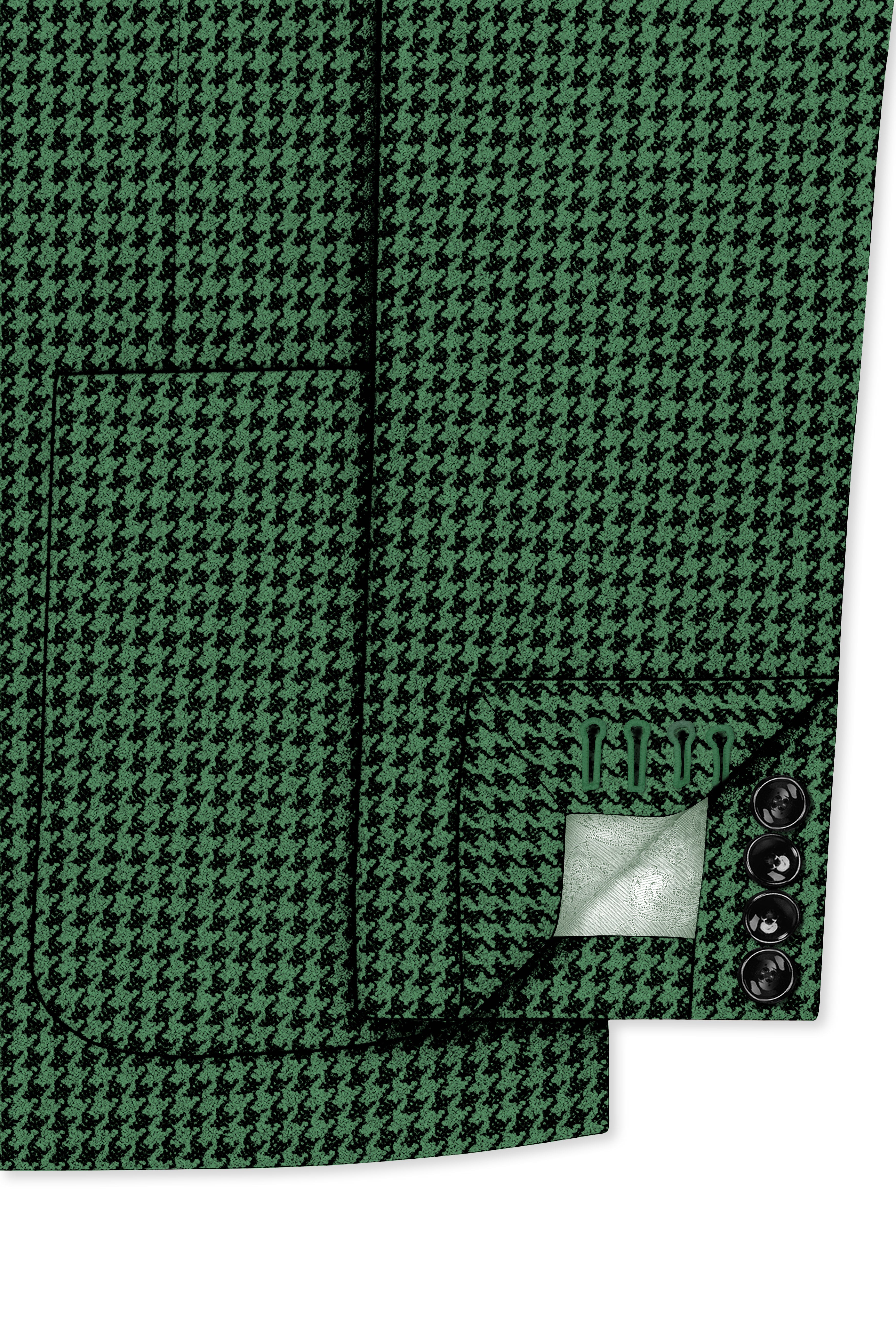 Regent-Plantation Green Classic Houndstooth Textured Tweed Single Breasted Sports Suit