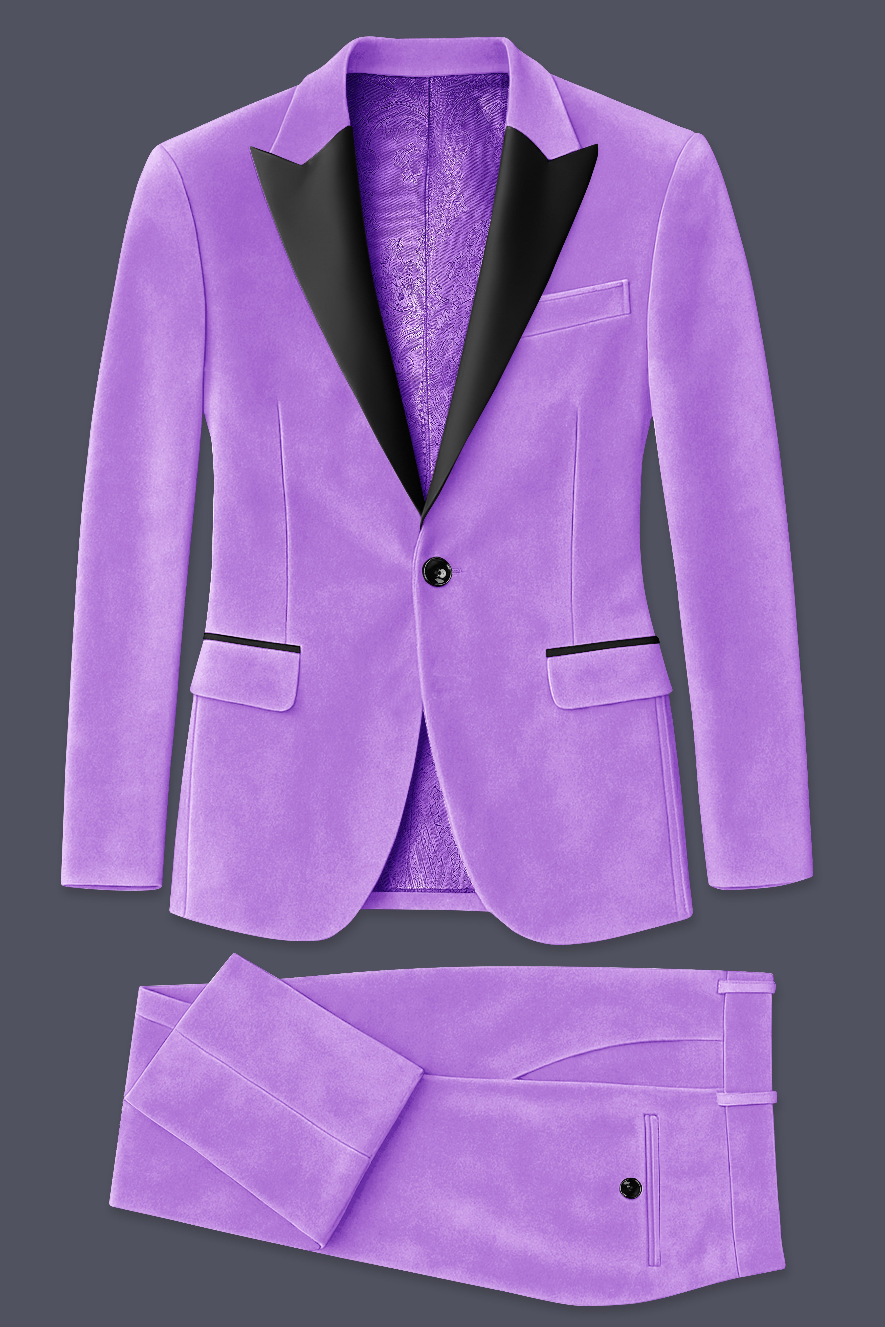 Orchid-Wisteria Purple Velvet Peak Lapel Tuxedo Suit