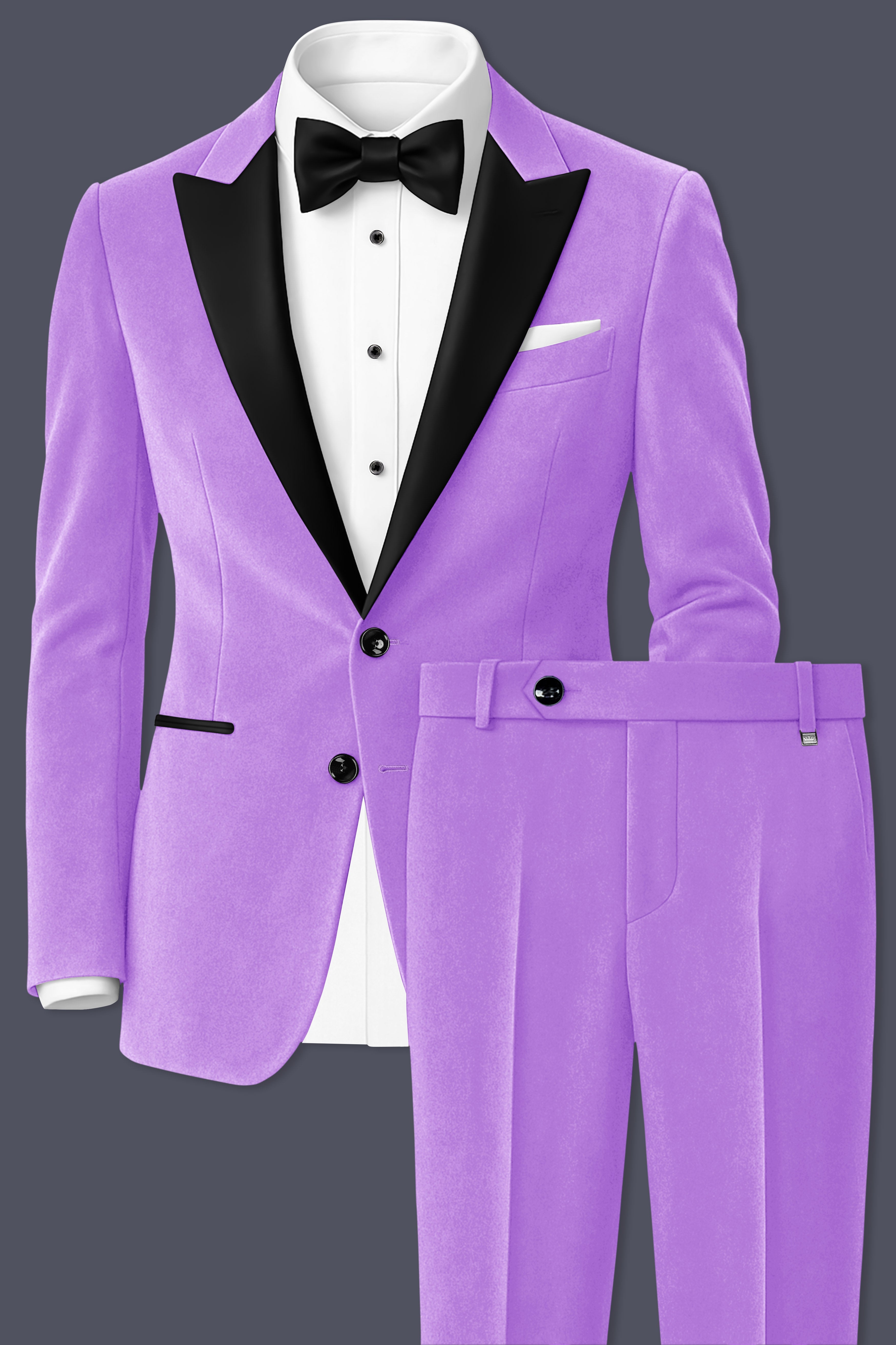 Orchid-Wisteria Purple Velvet Peak Lapel Tuxedo Suit