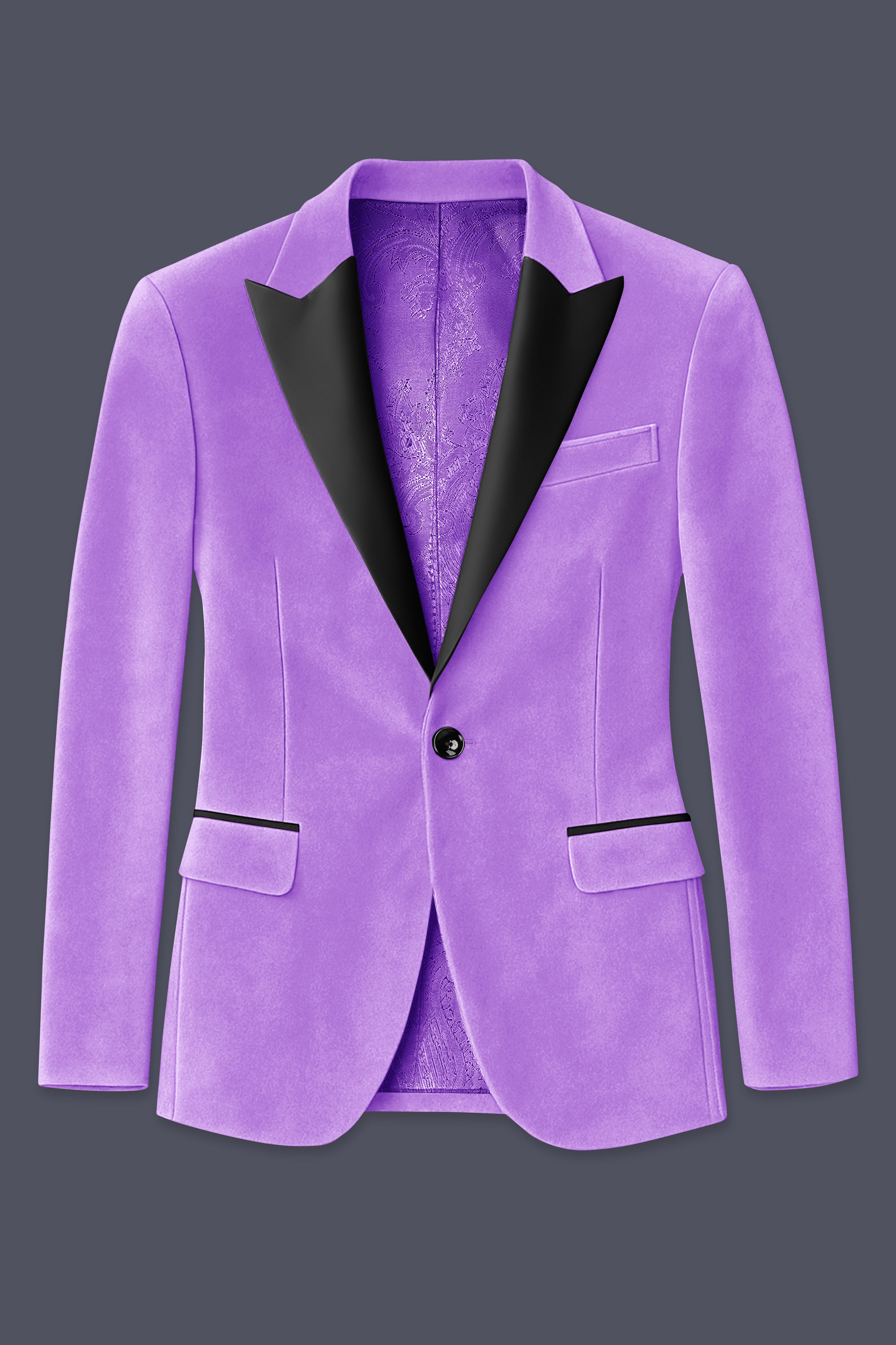 Orchid-Wisteria Purple Velvet Peak Lapel Tuxedo Suit
