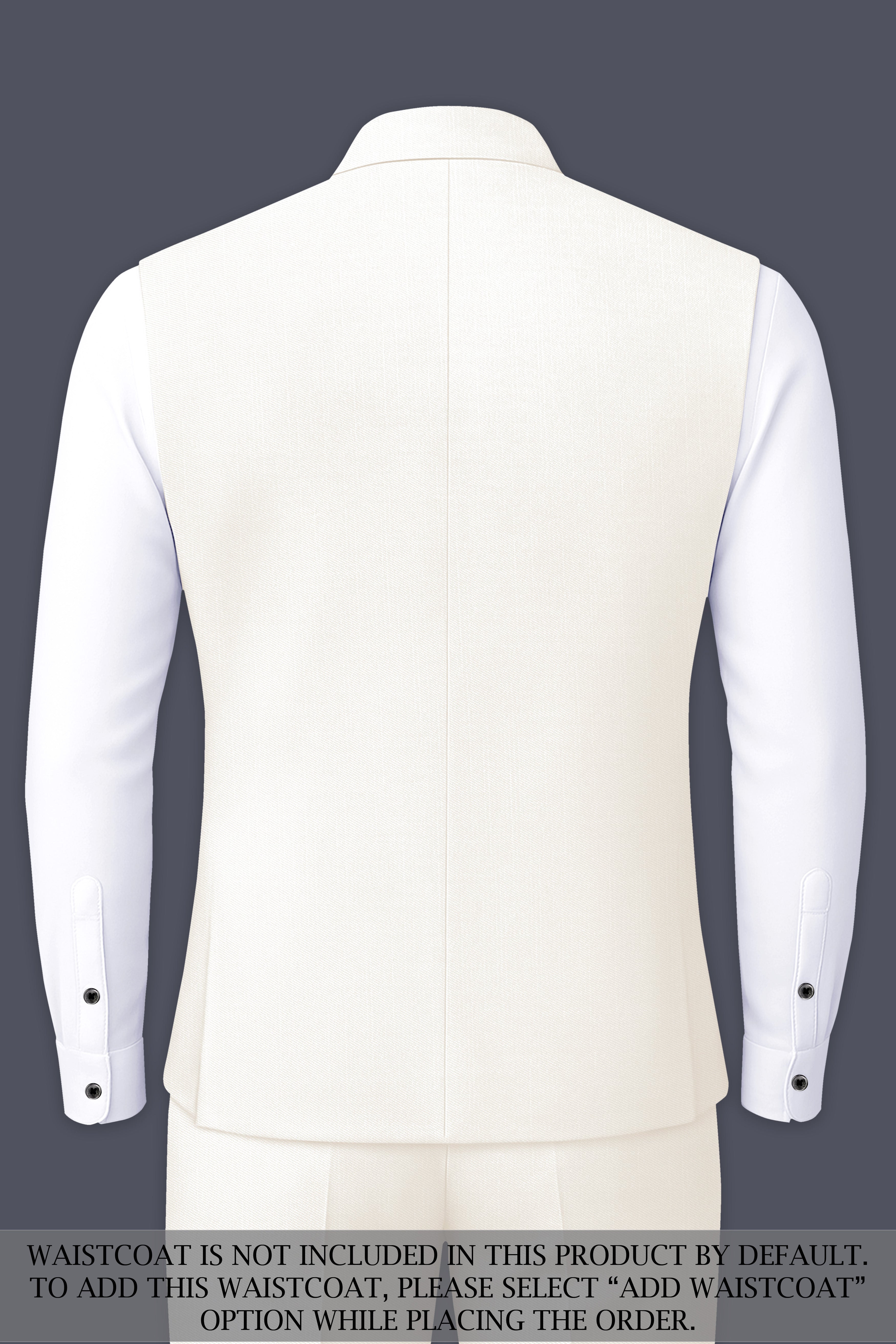 Ivory-Cararra Cream Wool Rich Cross Placket Bandhgala Slight Stretch Suit