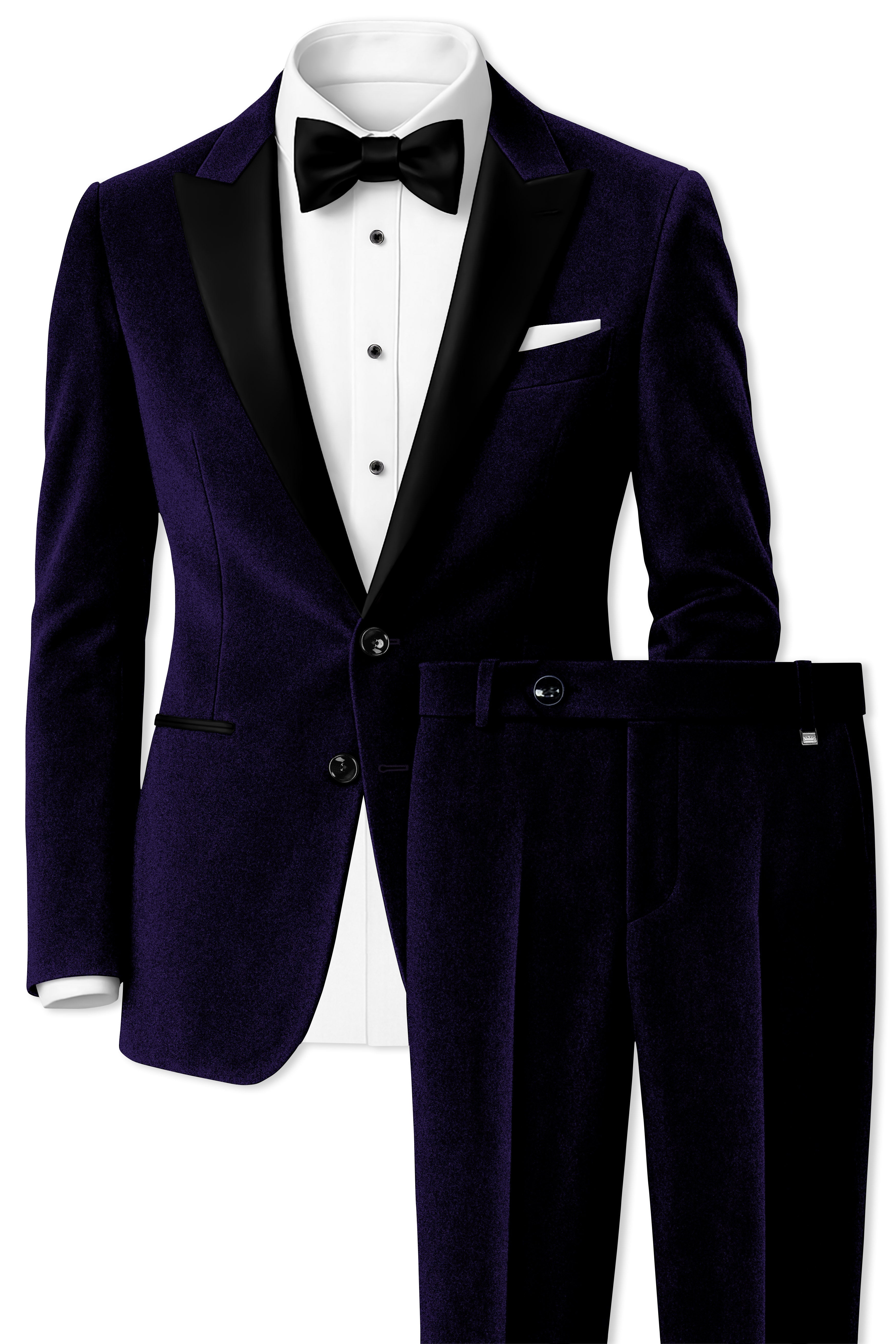 Majesty-Affair Royal Purple Velvet Peak Lapel Tuxedo Suit