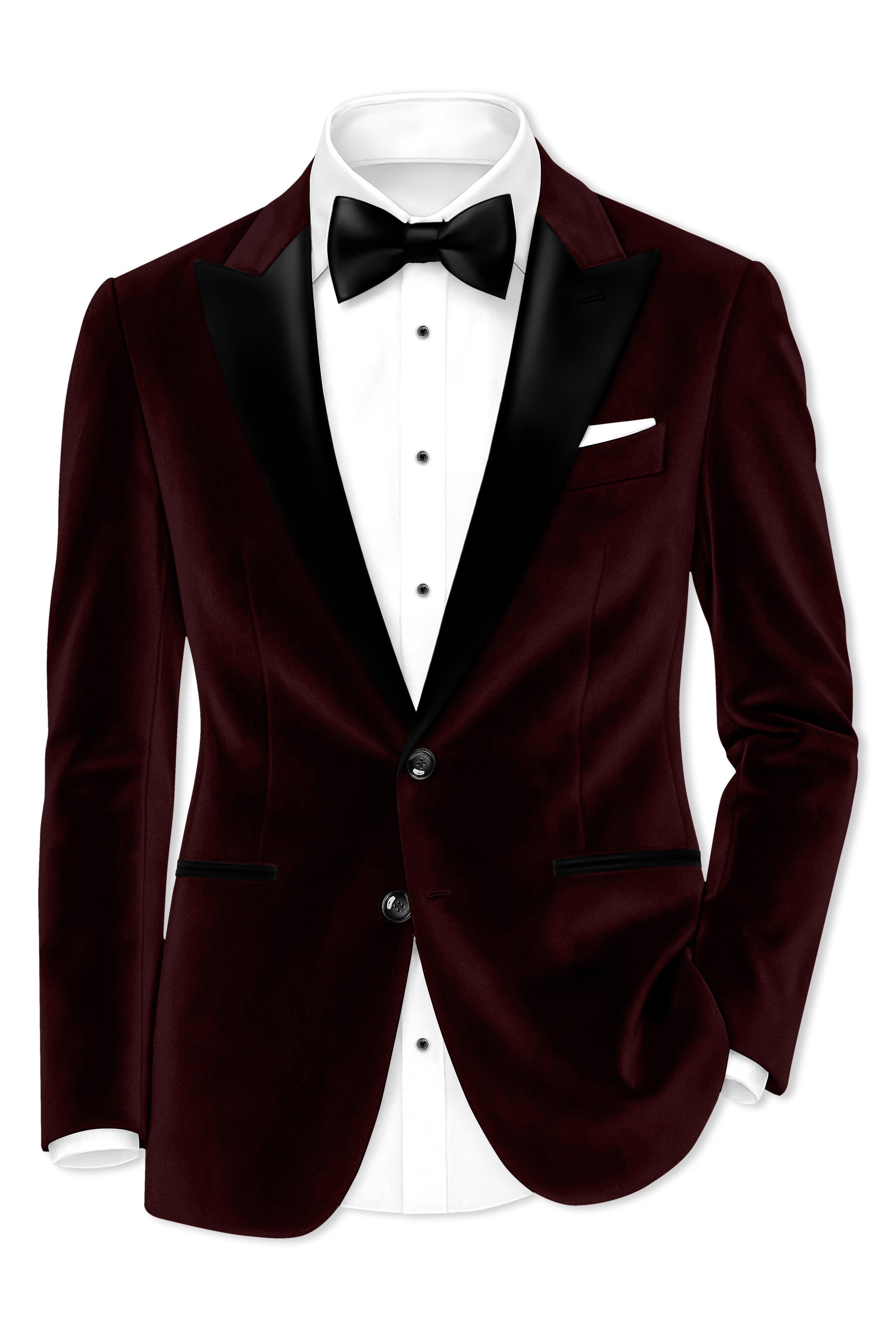 Heritage-Creole Maroon Velvet Peak Lapel Tuxedo Suit