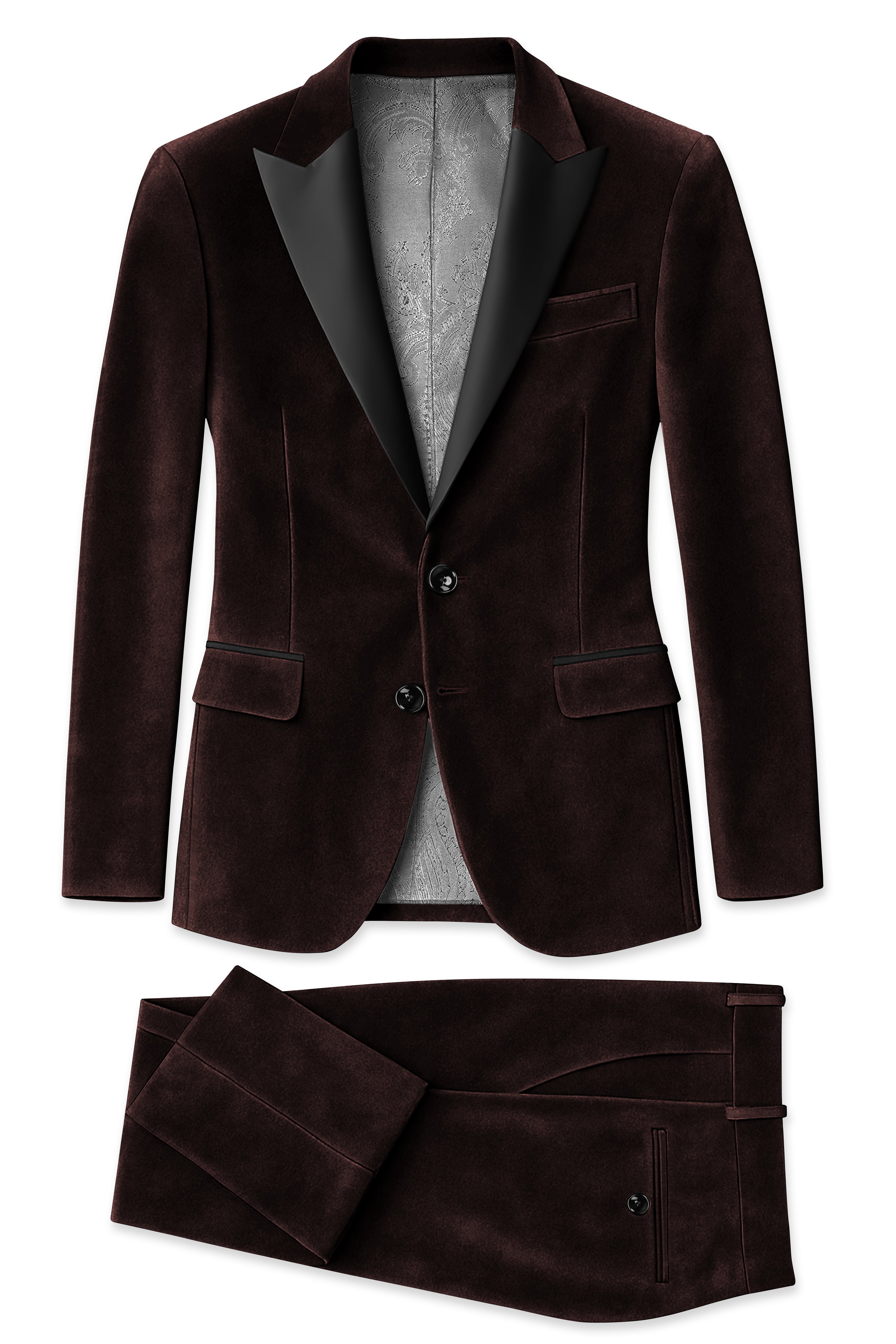 Imperial-Acadia Brown Velvet Peak Lapel Tuxedo Suit