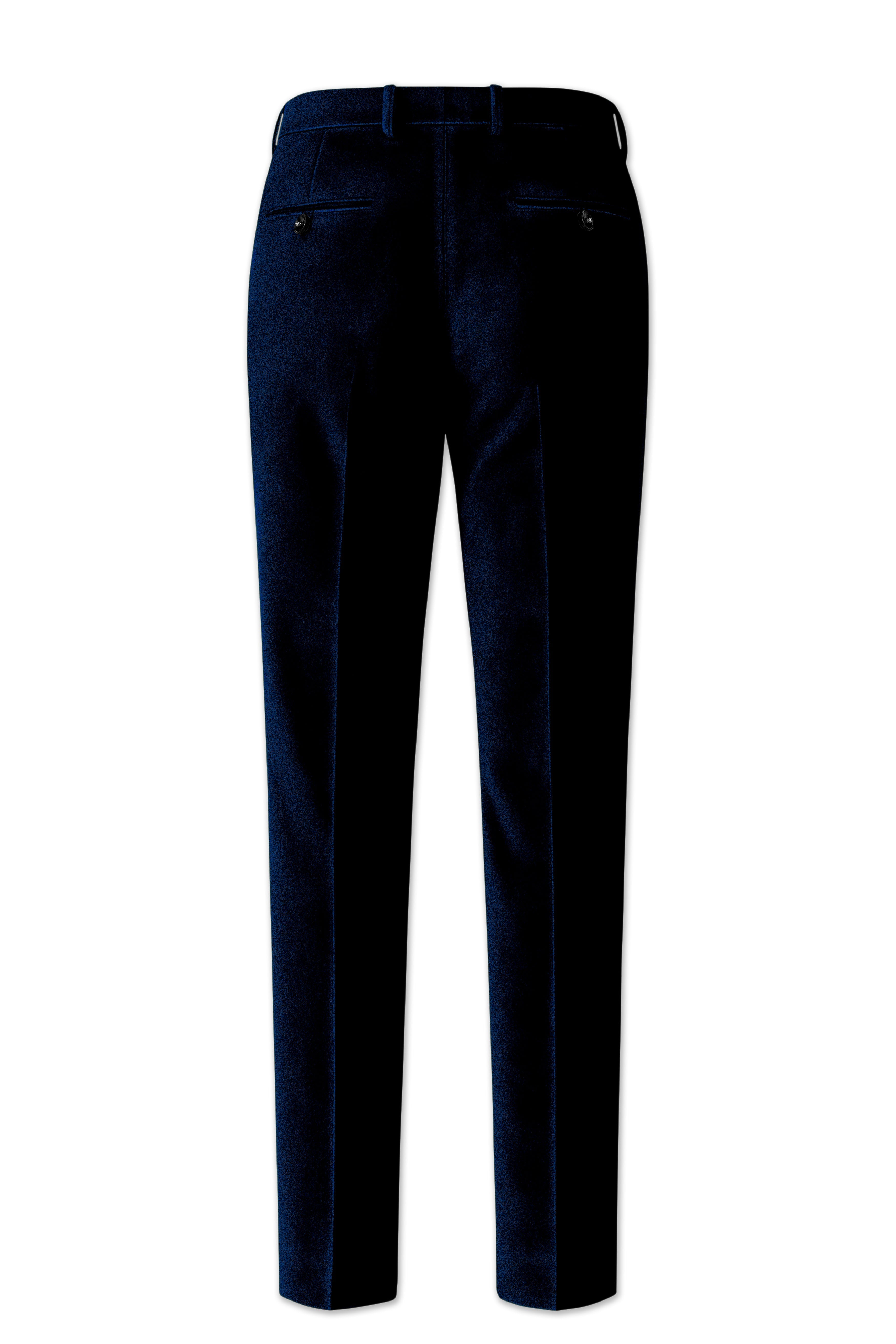Ashen-Cinder Blue Velvet Peak Lapel Tuxedo Suit