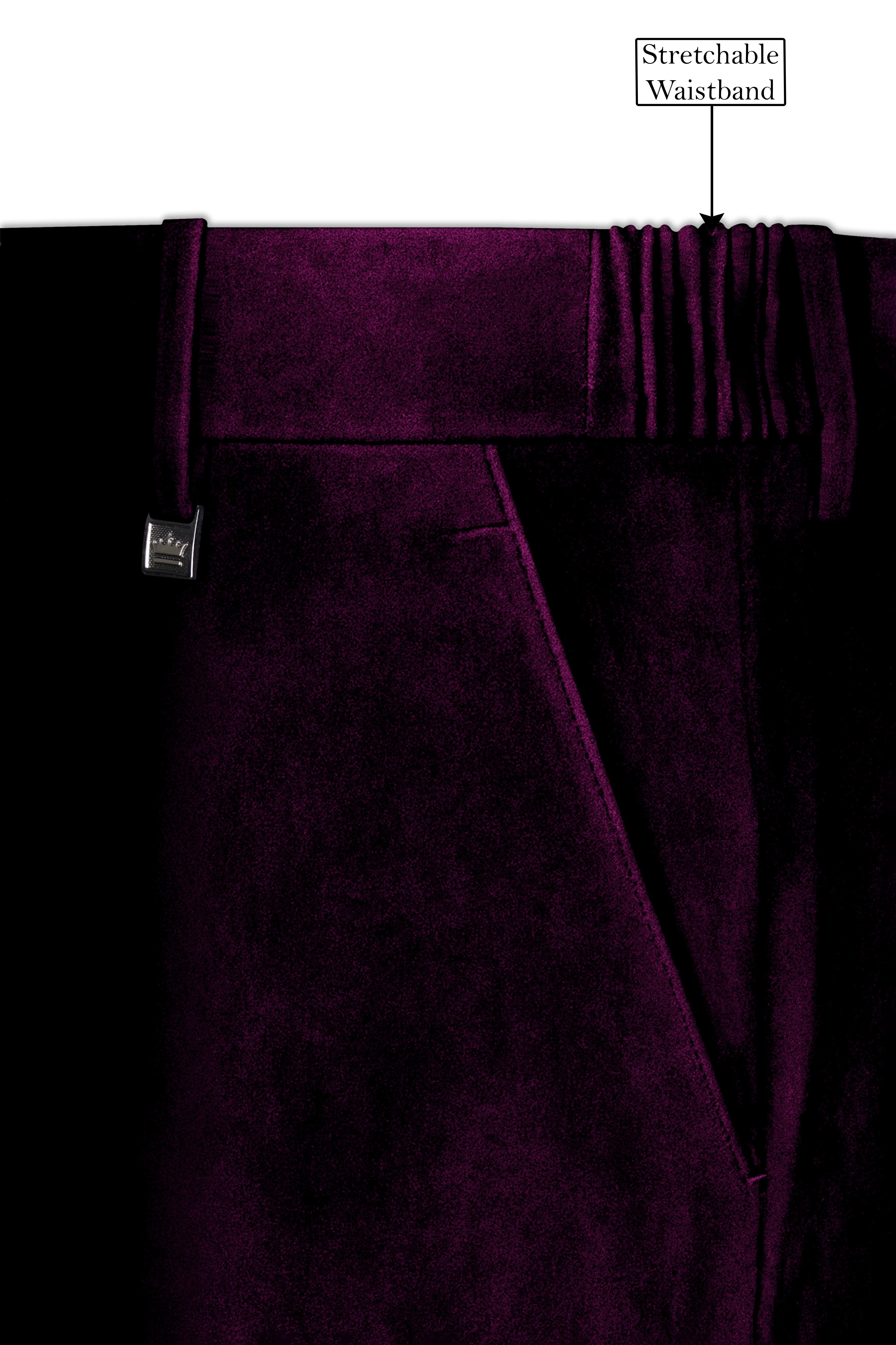 Merlot-Asphalt Wine Purple Velvet Peak Lapel Tuxedo Suit