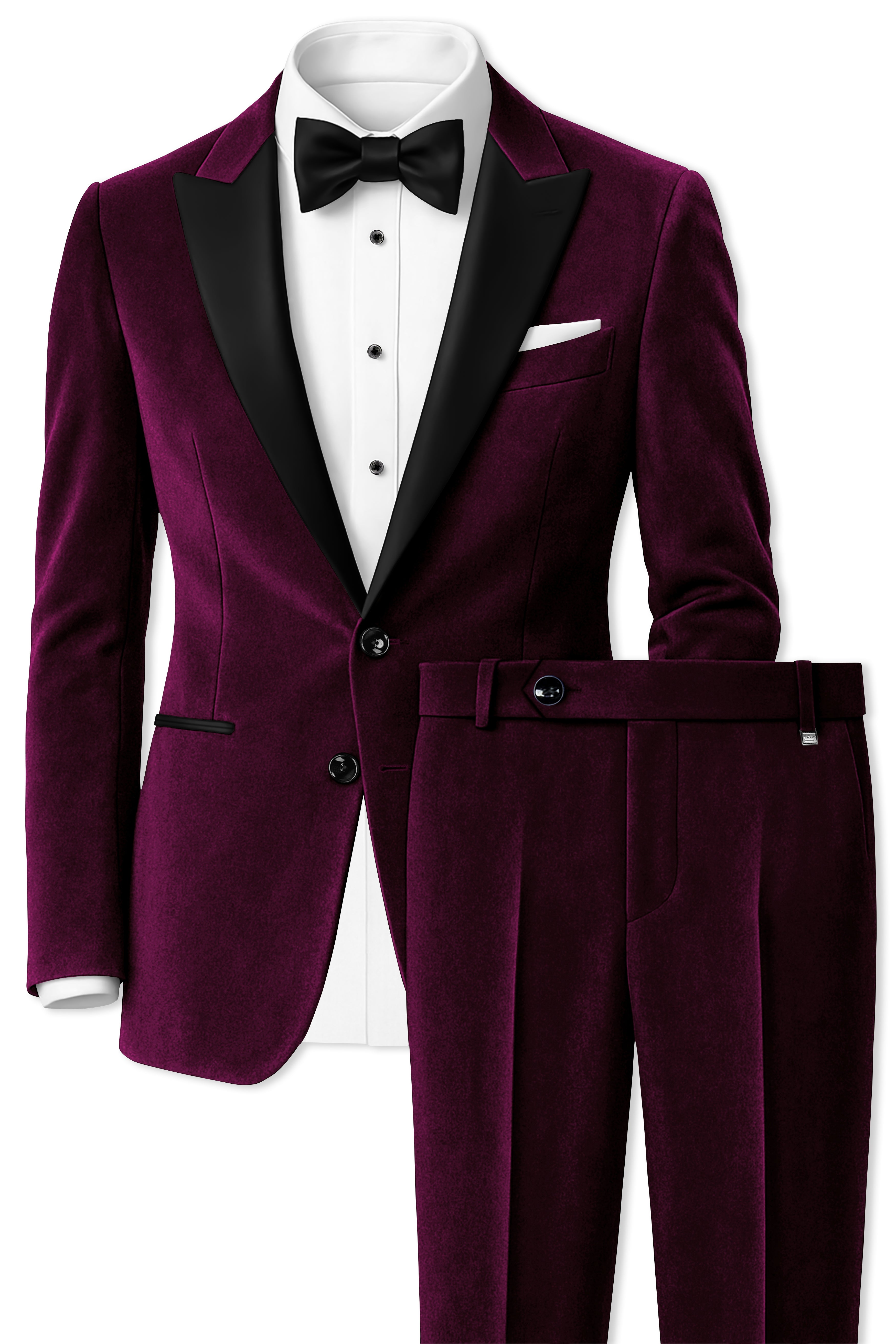 Corale-Tamarind Pink Velvet Peak Lapel Tuxedo Suit