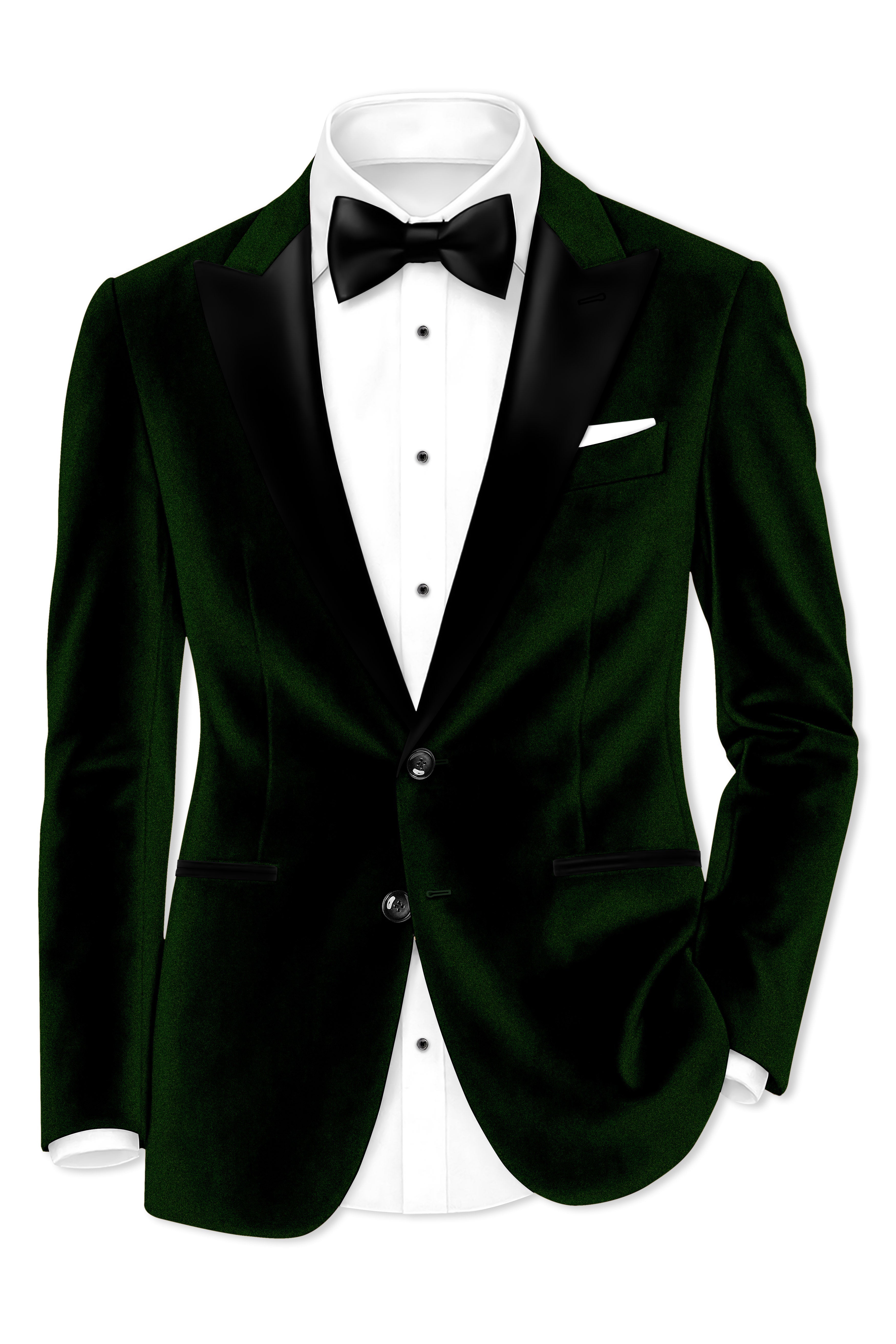 Emerald-Sacramento Green Velvet Peak Lapel Tuxedo Suit