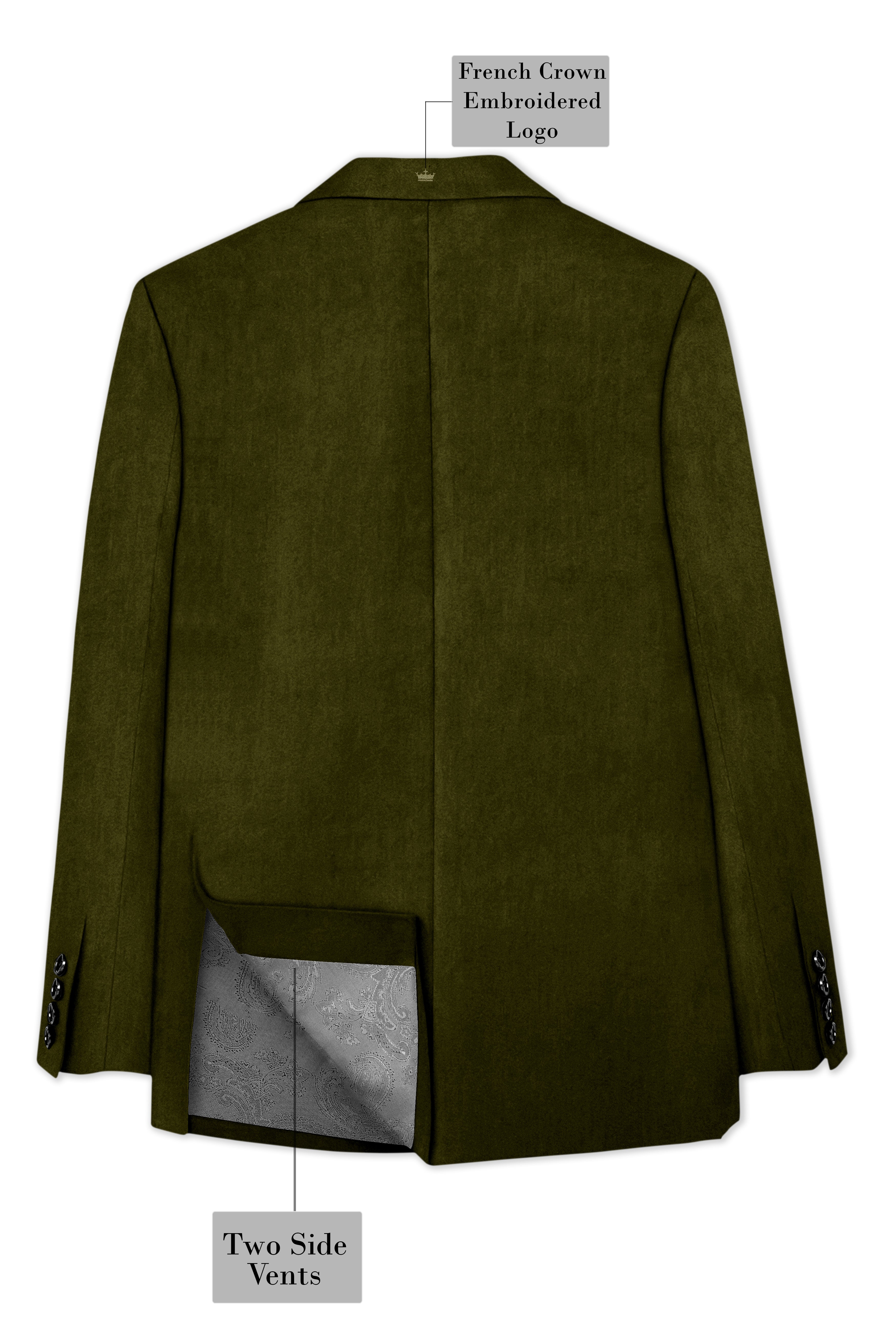 Hunter-Clinker Green Velvet Peak Lapel Tuxedo Suit