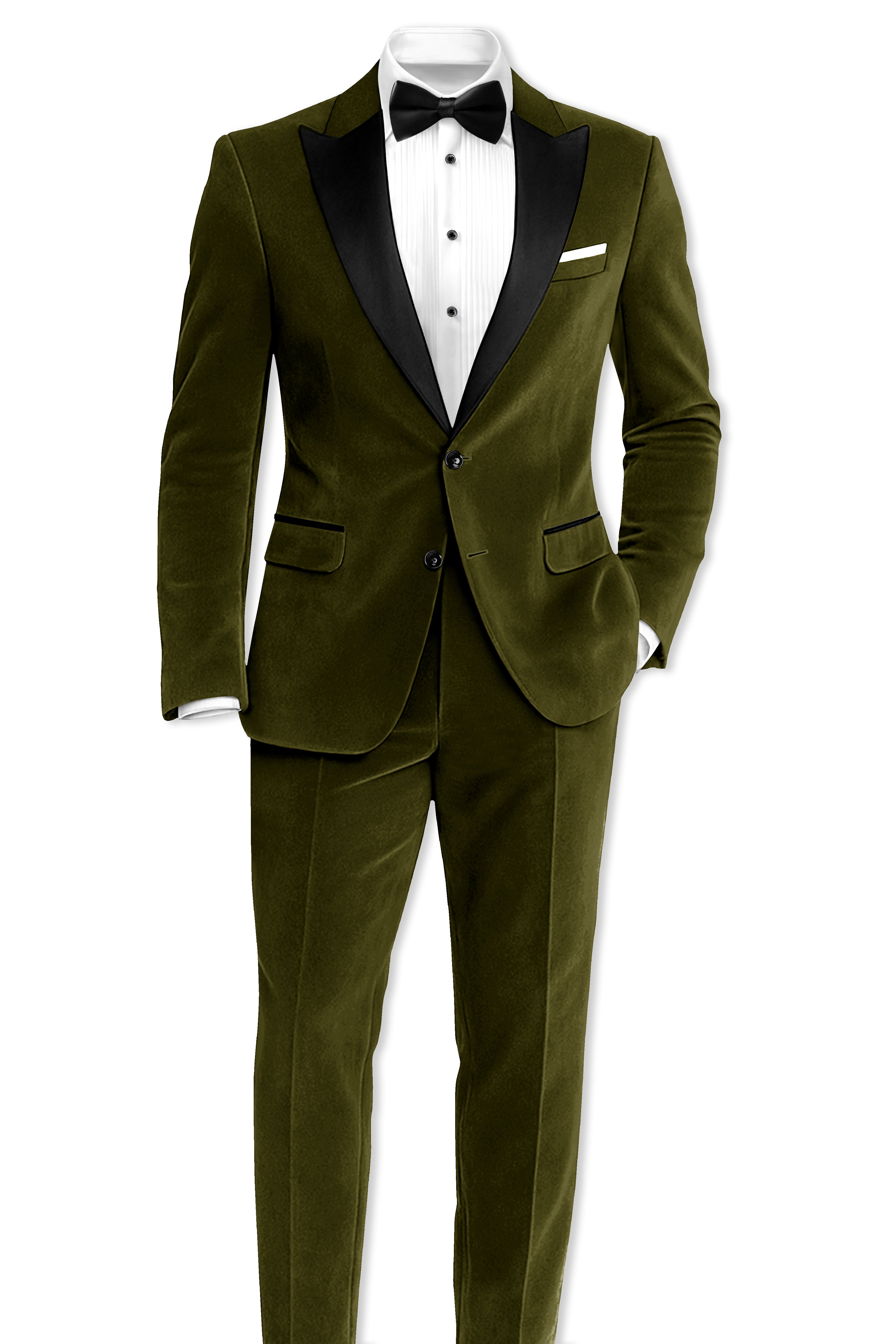 Hunter-Clinker Green Velvet Peak Lapel Tuxedo Suit