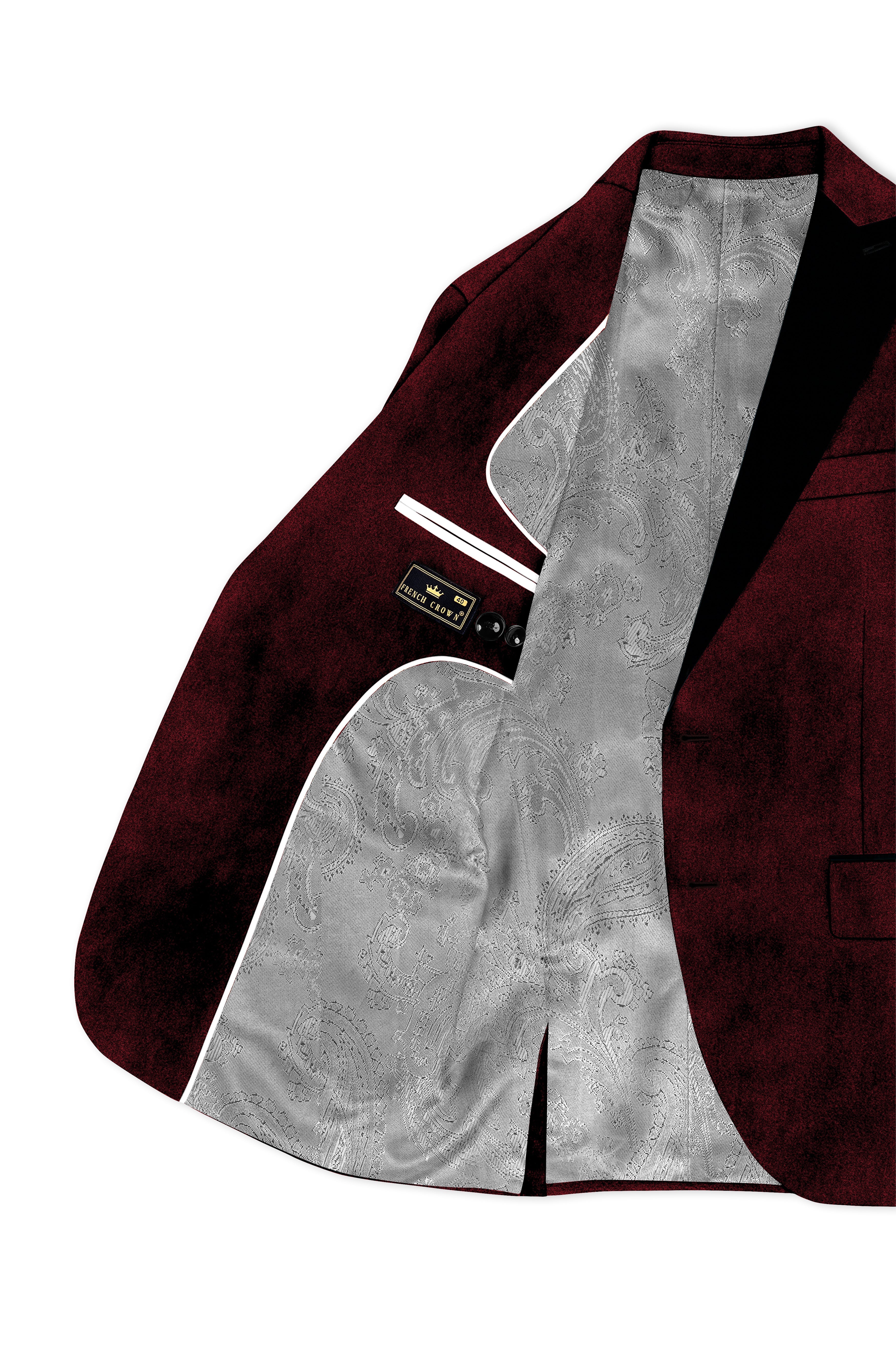 Crimson-Sepia Red Velvet Peak Lapel Tuxedo Suit