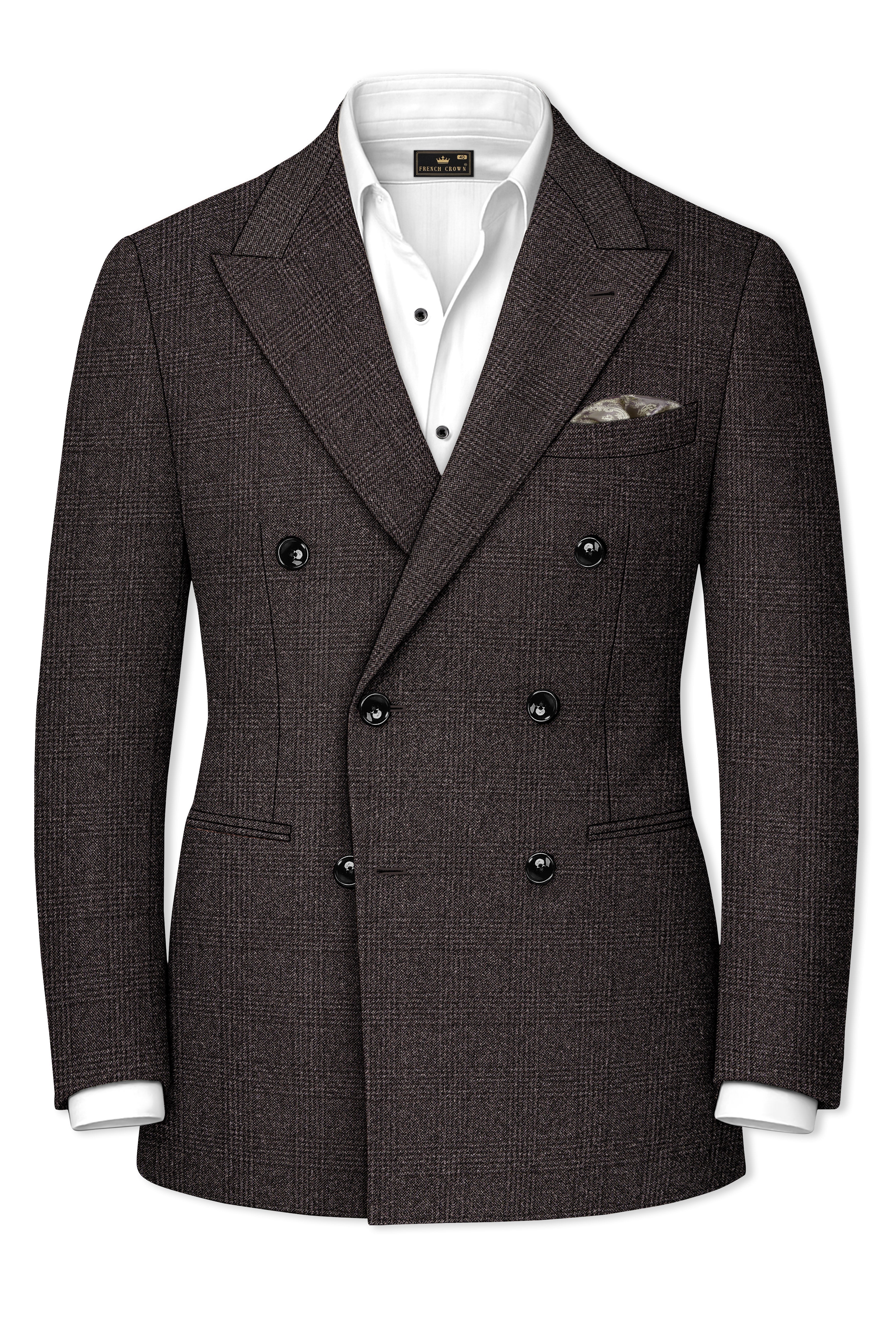 Bruno-Chicago Brown Wales Plaid Tweed Double Breasted Suits
