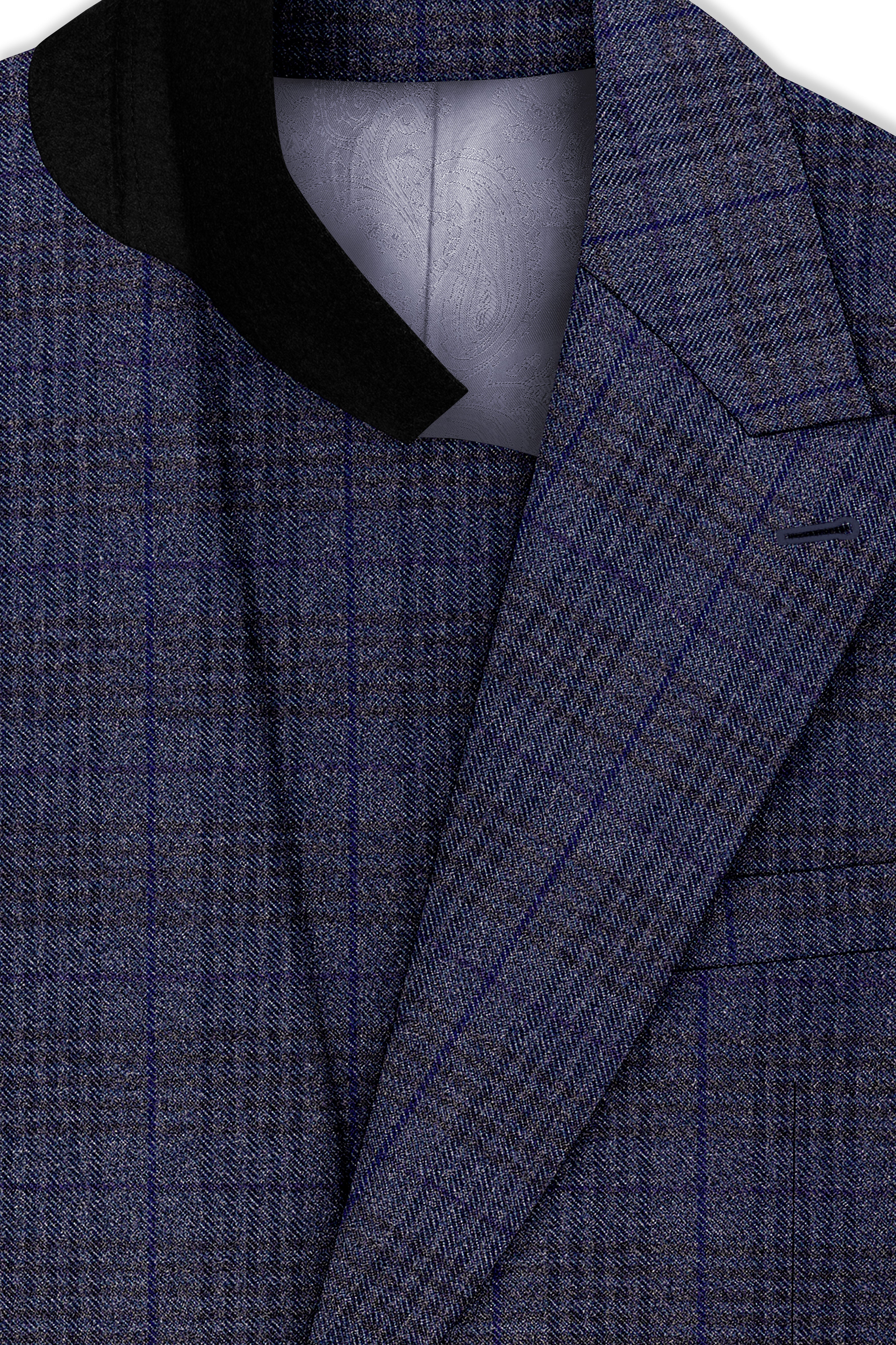 Horizon-Martinique Blue windowpane Tweed Double Breasted Suits