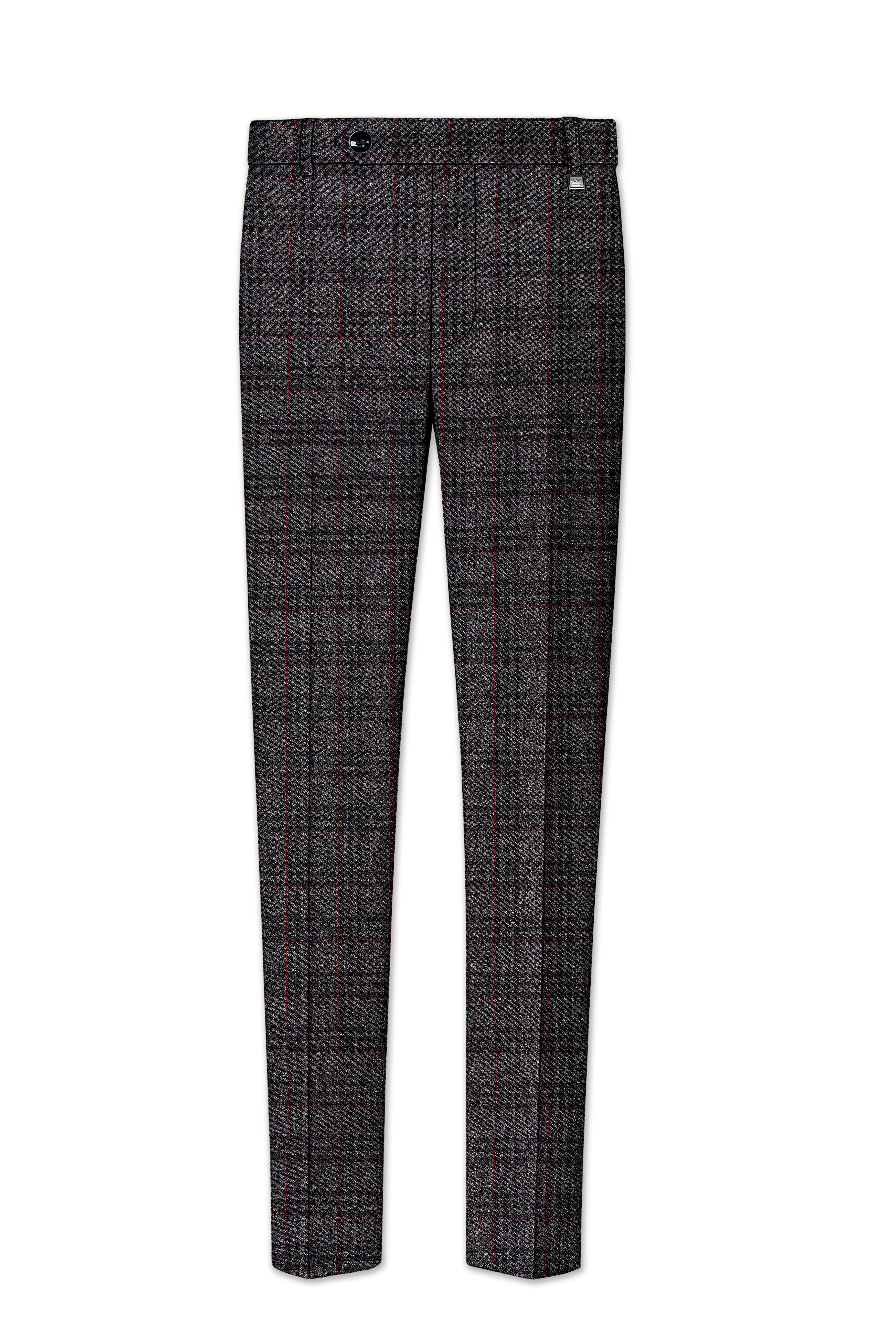 Velours-Ship Gray Plaid Tweed Double Breasted Suits