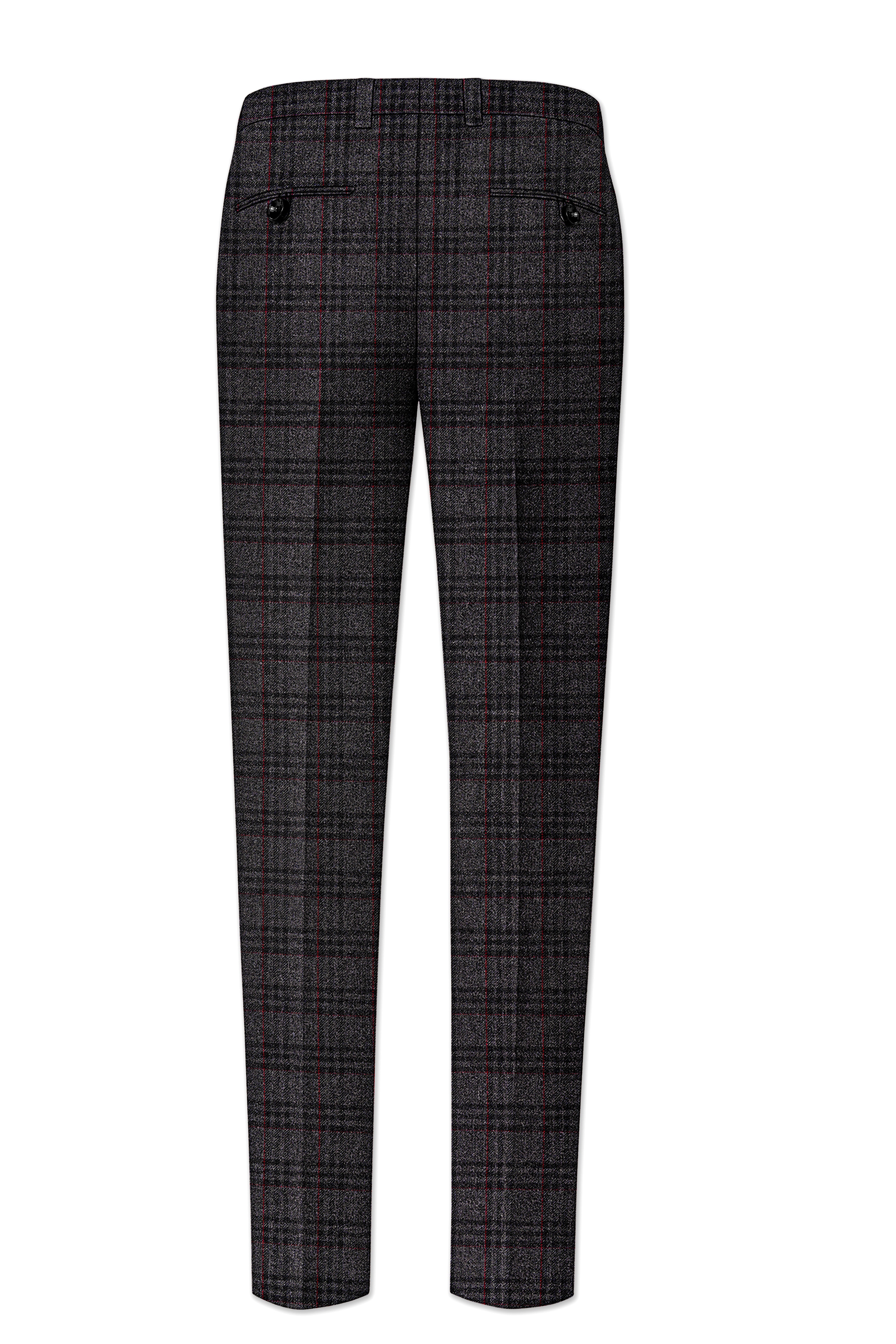 Velours-Ship Gray Plaid Tweed Double Breasted Suits
