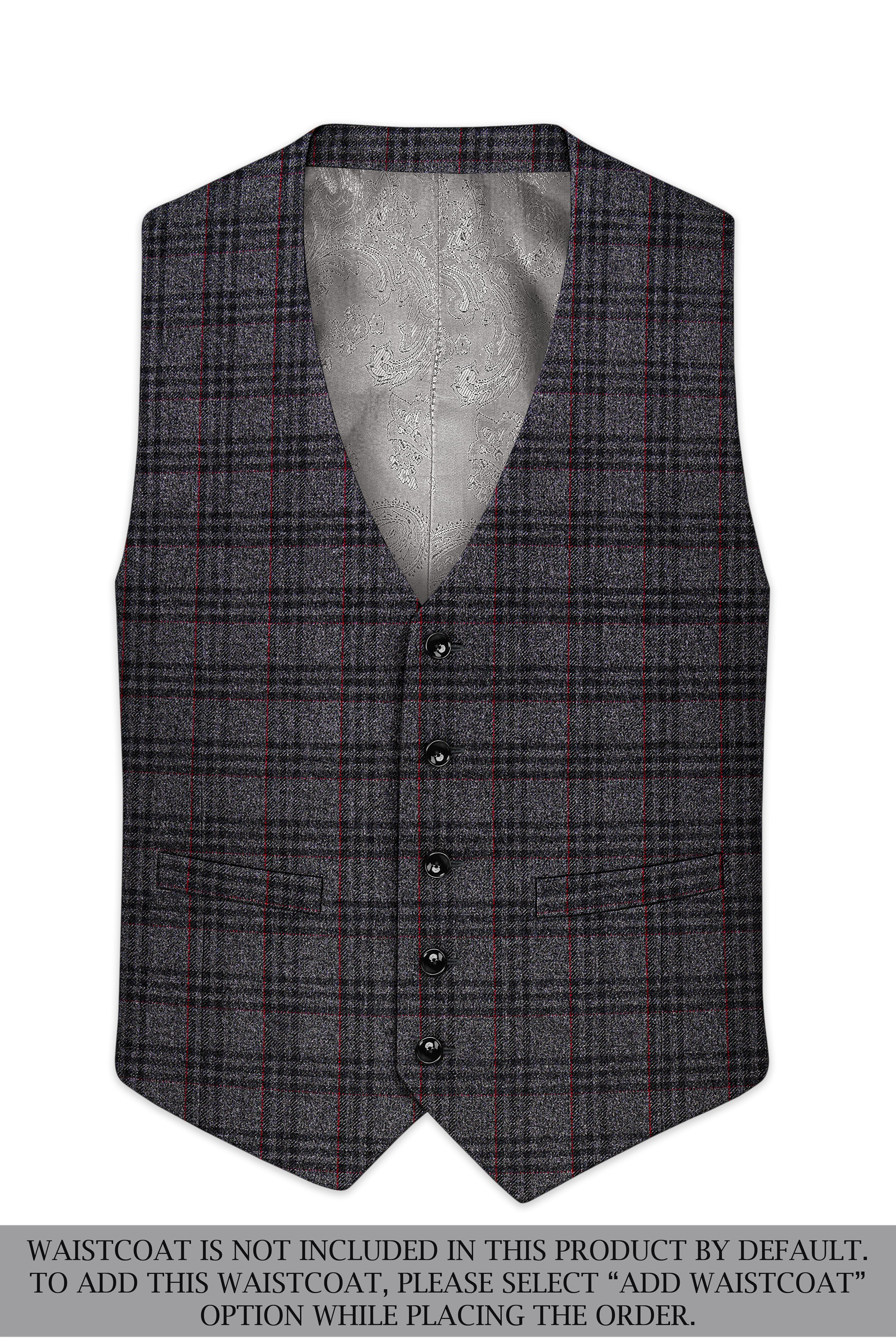 Velours-Ship Gray Plaid Tweed Double Breasted Suits