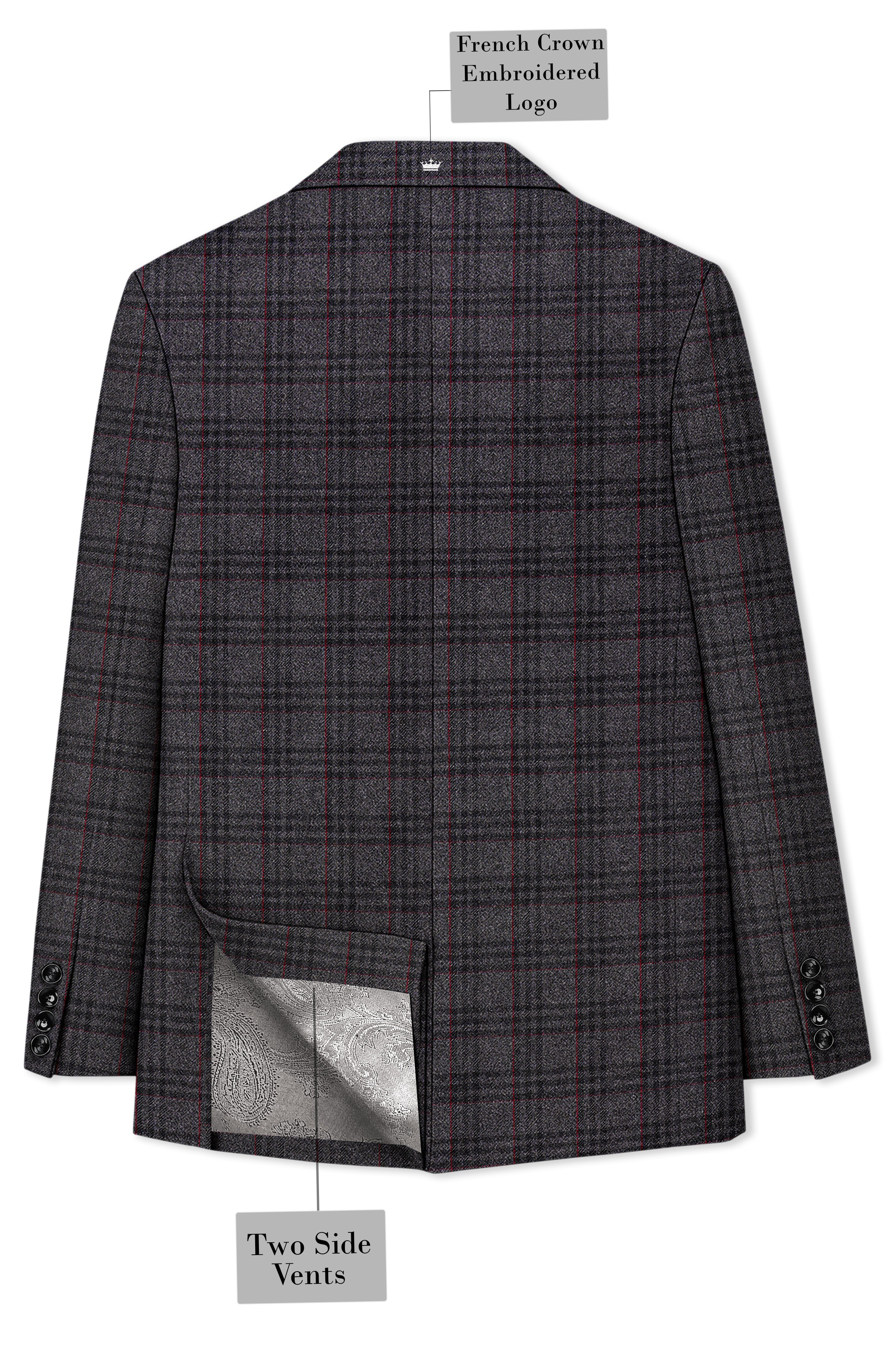 Velours-Ship Gray Plaid Tweed Double Breasted Suits