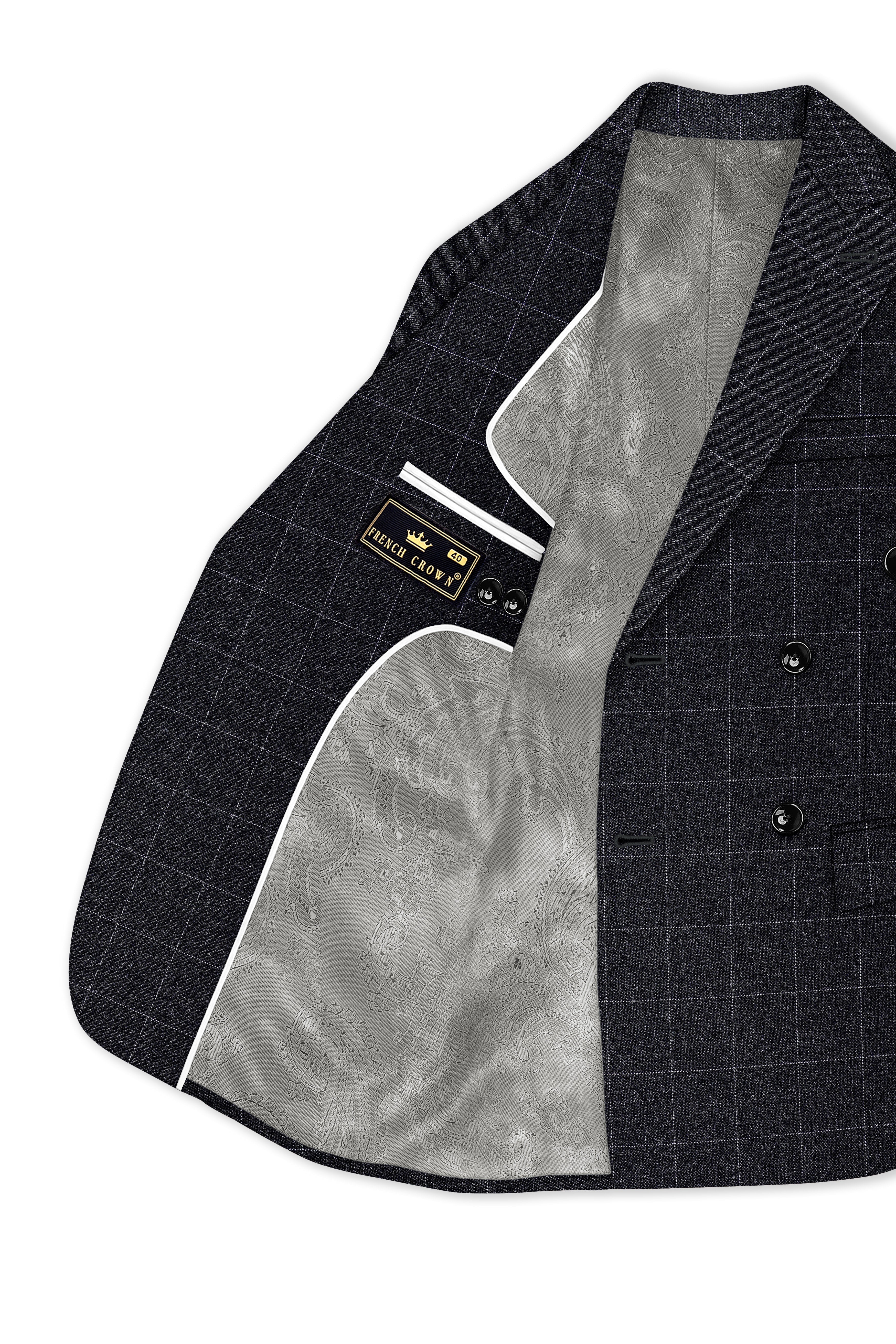 Fenrir-Shark Gray windowpane Tweed Double Breasted Suits