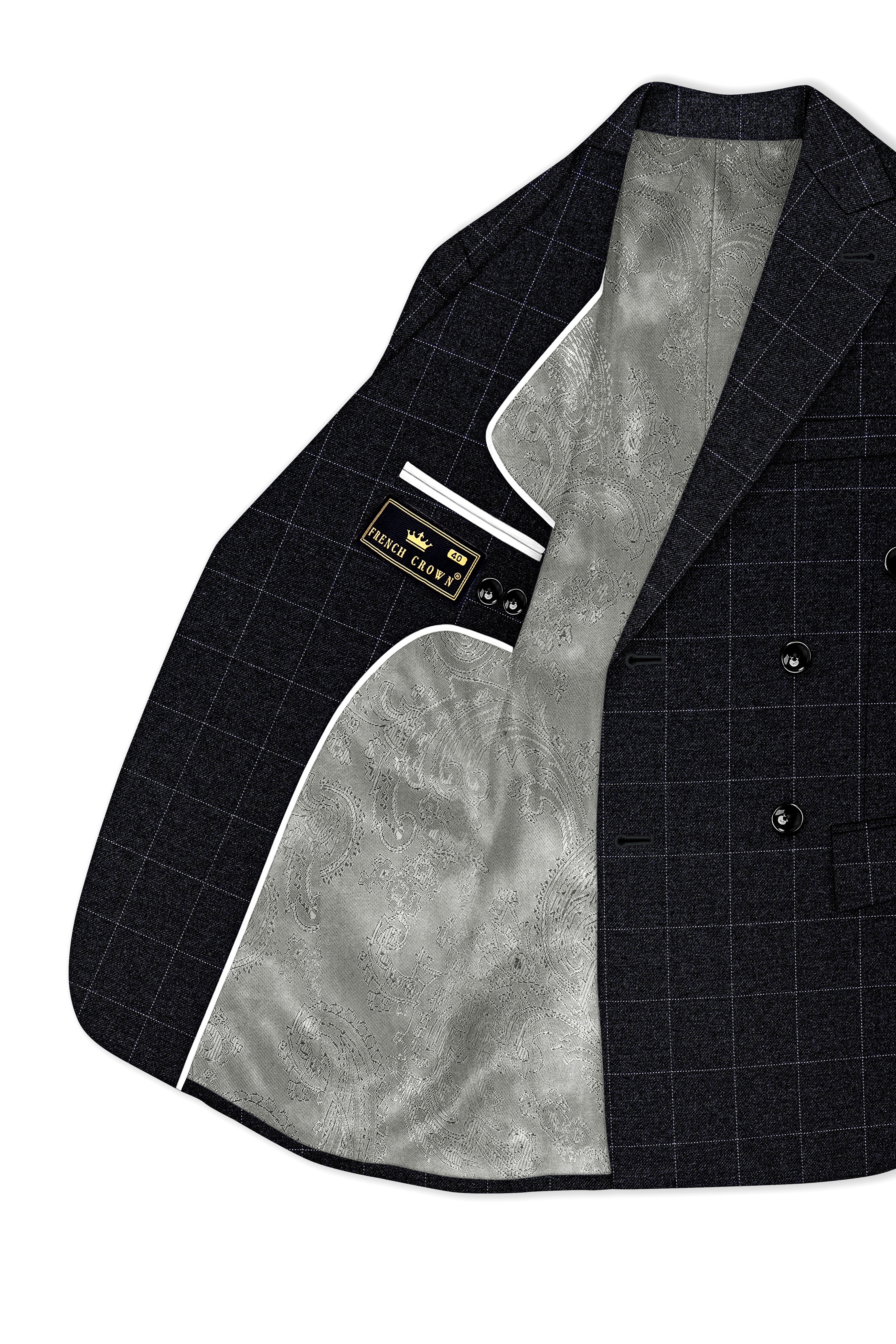 Fenrir-Shark Gray windowpane Tweed Double Breasted Suits