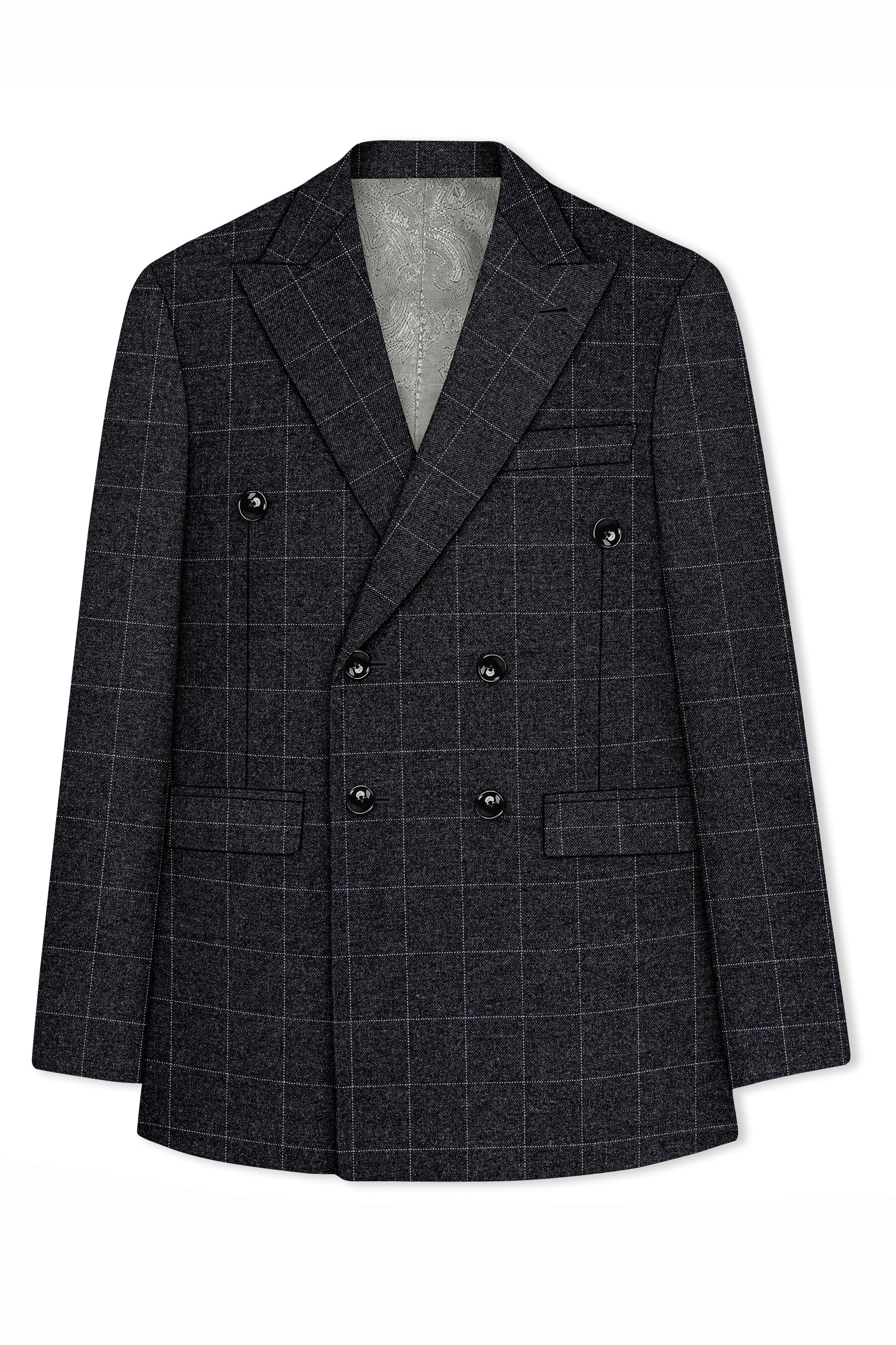 Fenrir-Shark Gray windowpane Tweed Double Breasted Suits