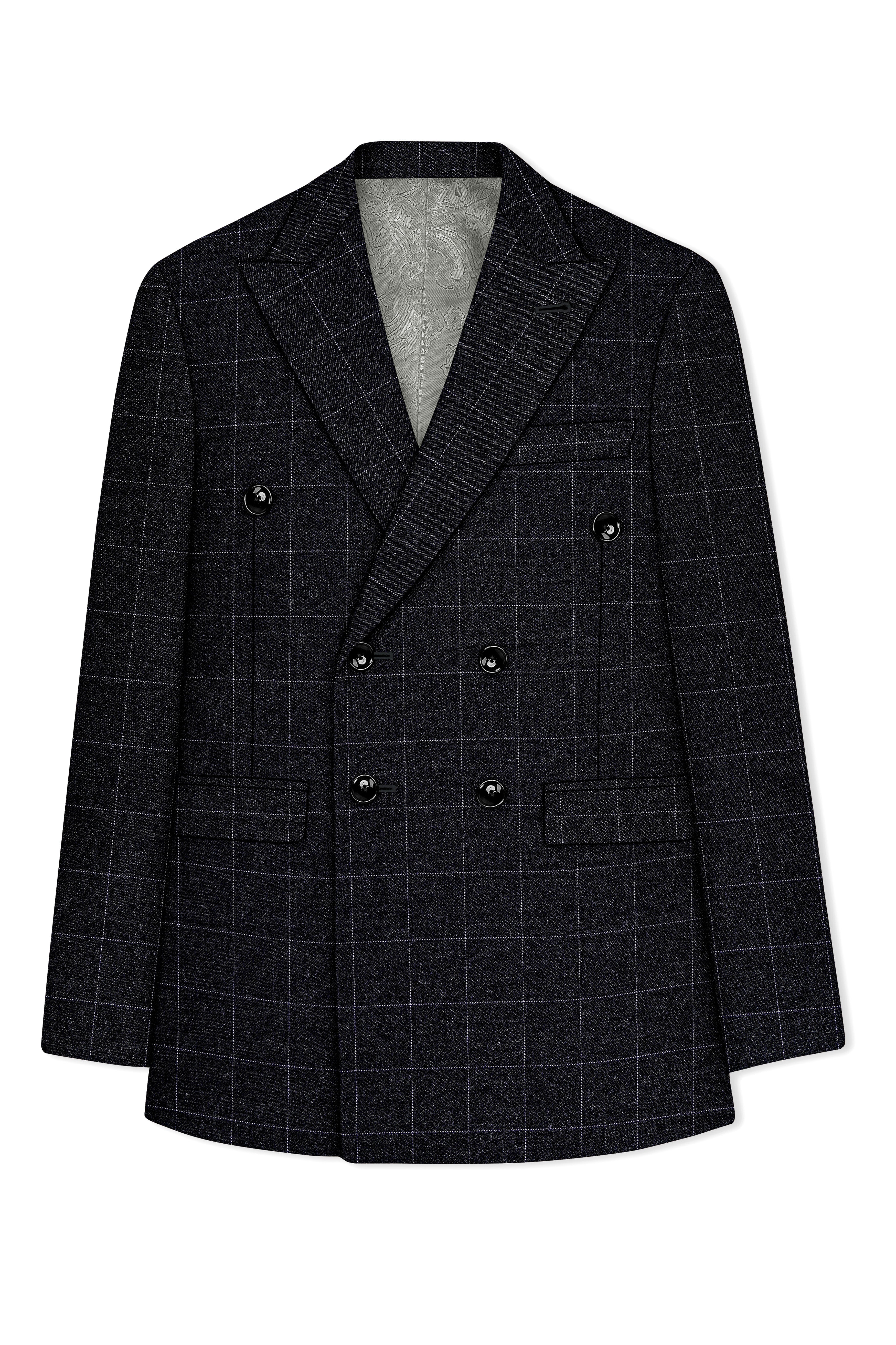 Fenrir-Shark Gray windowpane Tweed Double Breasted Suits