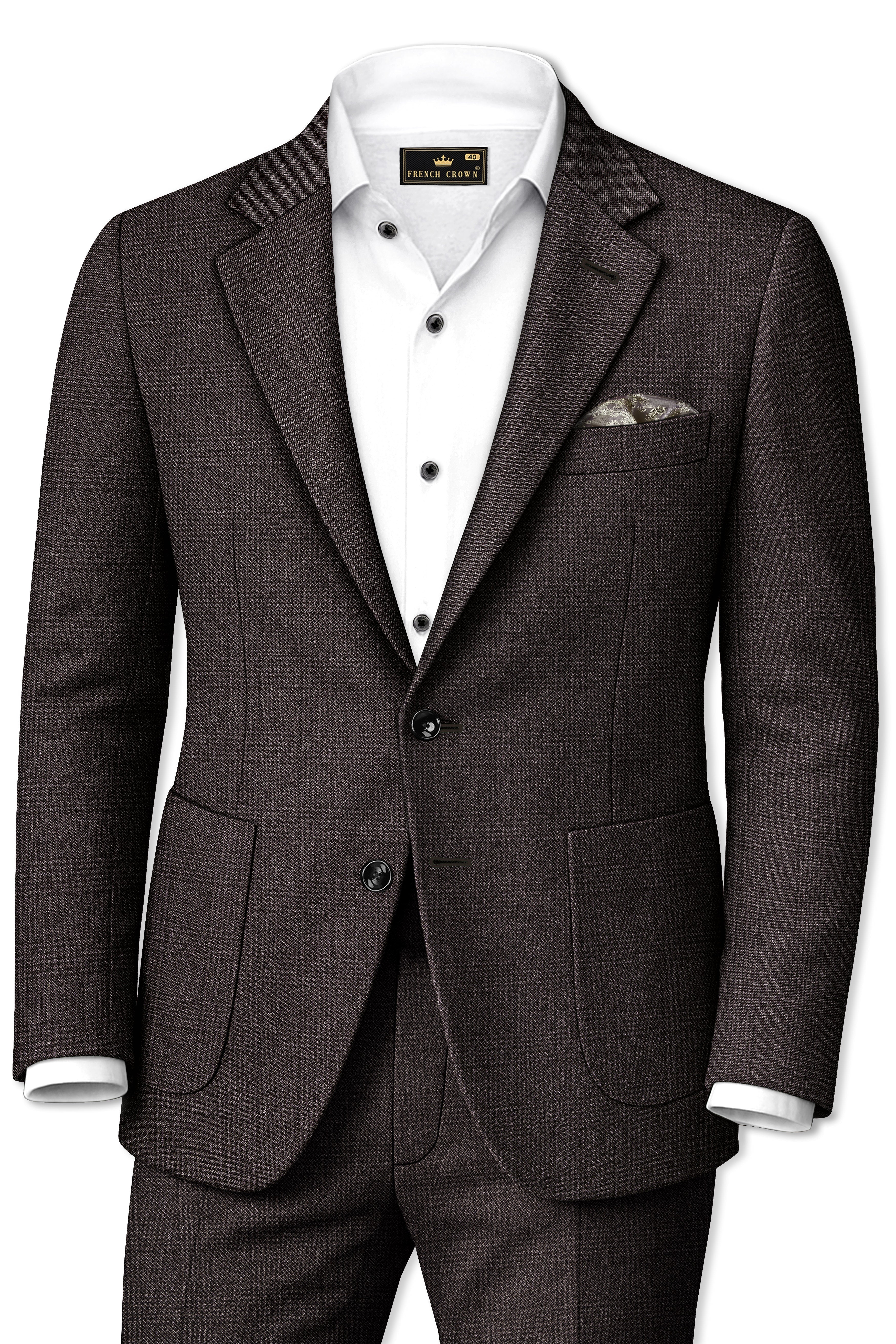 Bruno-Chicago Brown Wales Plaid Tweed Single Breasted Sports Suits