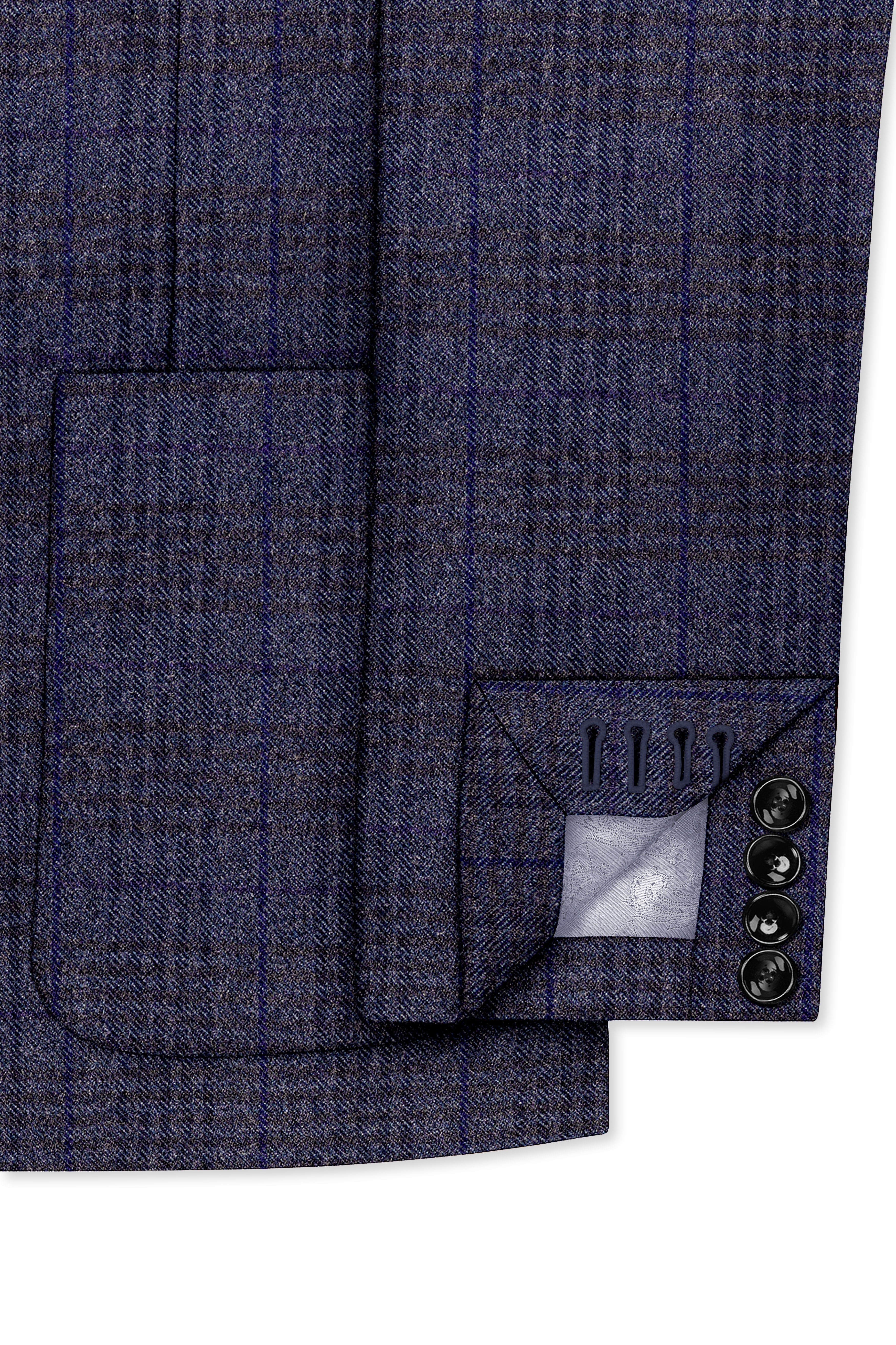 Horizon-Martinique Blue windowpane Tweed Single Breasted Sports Suits