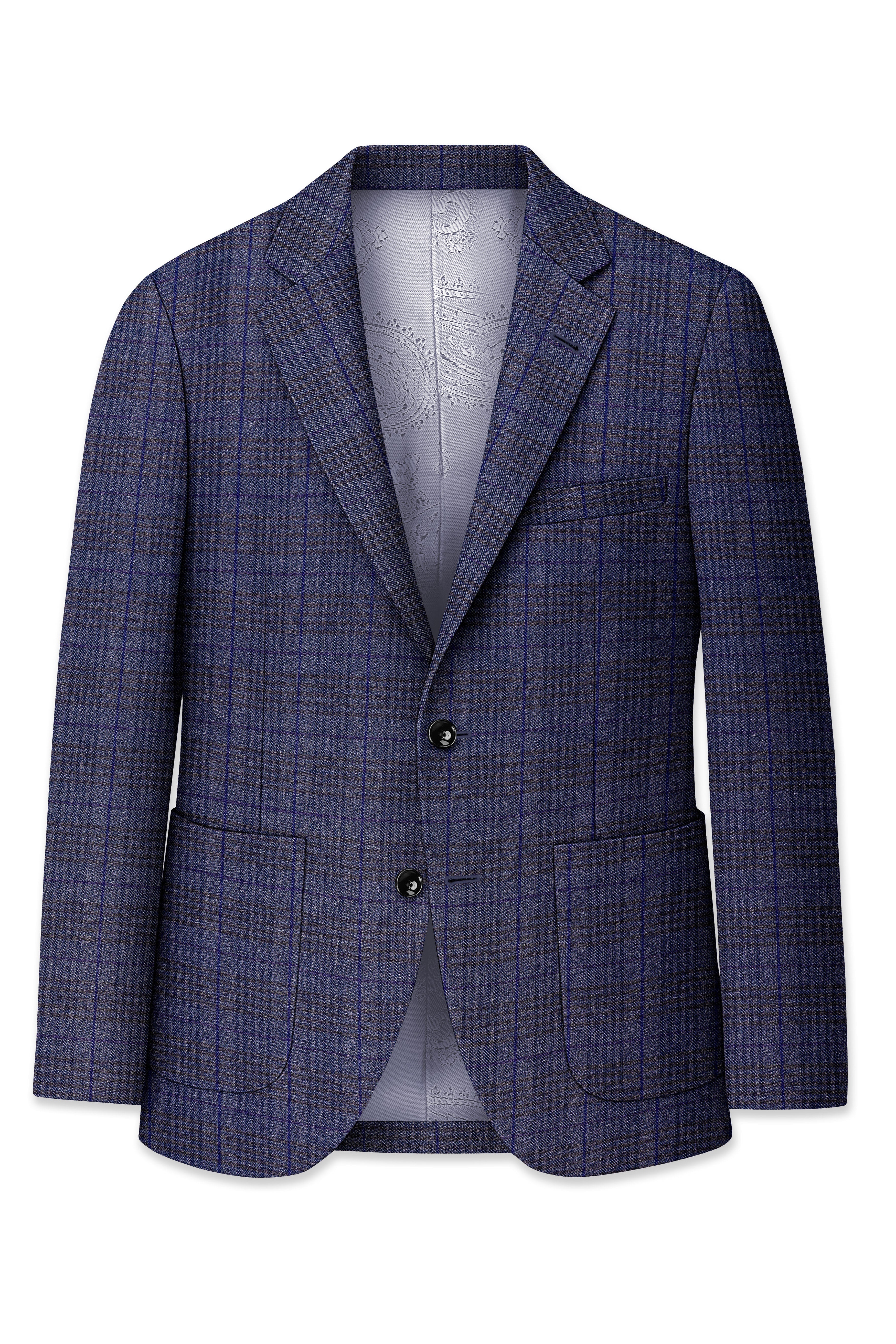 Horizon-Martinique Blue windowpane Tweed Single Breasted Sports Suits