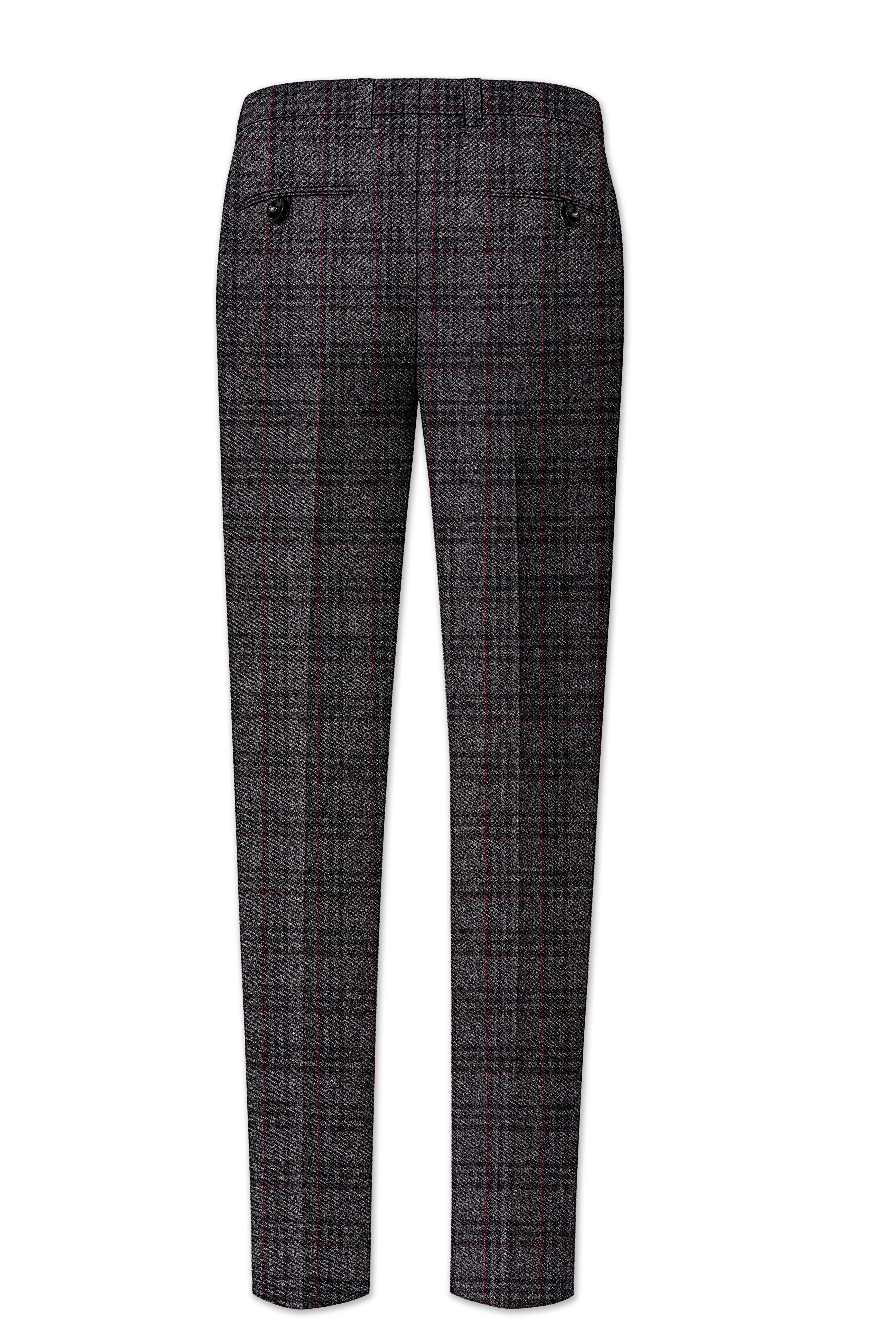 Velours-Ship Gray Plaid Tweed Single Breasted Sports Suits
